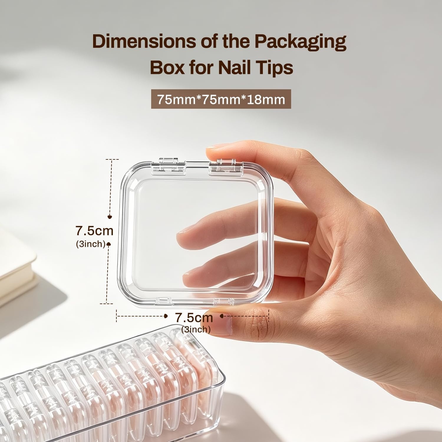 JODSONE 14Pcs Press on Nail Packaging Box with 30Pcs Adhesive Double Sided Tape, Press on Nails Packaging Fake Nail Storage Case for Fake Nail Storage Nail Display Nail Salon(Clear)