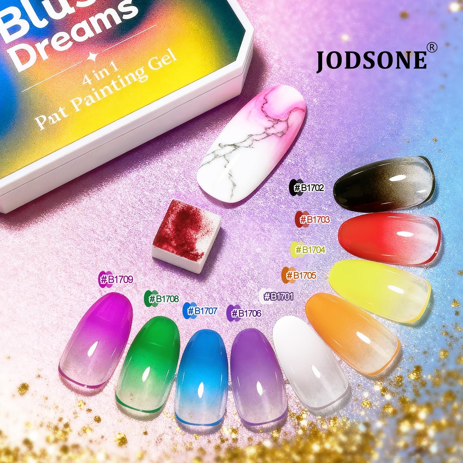 JODSONE Sponge Pat Paint Nail Gel 9 Colors French Gradient Gel Nail Blush Blooming At Home DIY Nail Art Designs(9Color-PPG-1)