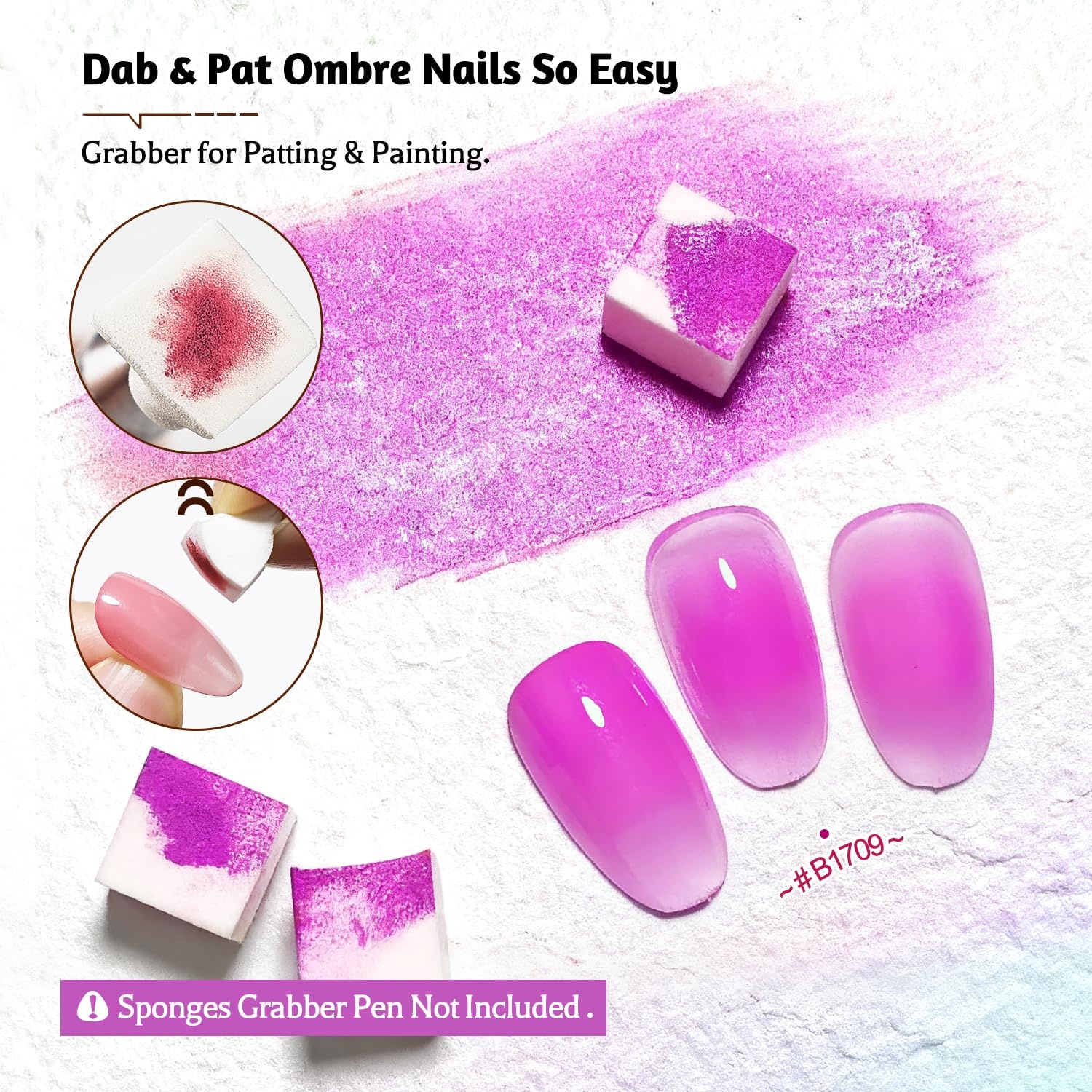 JODSONE Sponge Pat Paint Nail Gel 9 Colors French Gradient Gel Nail Blush Blooming At Home DIY Nail Art Designs(9Color-PPG-1) - view 6