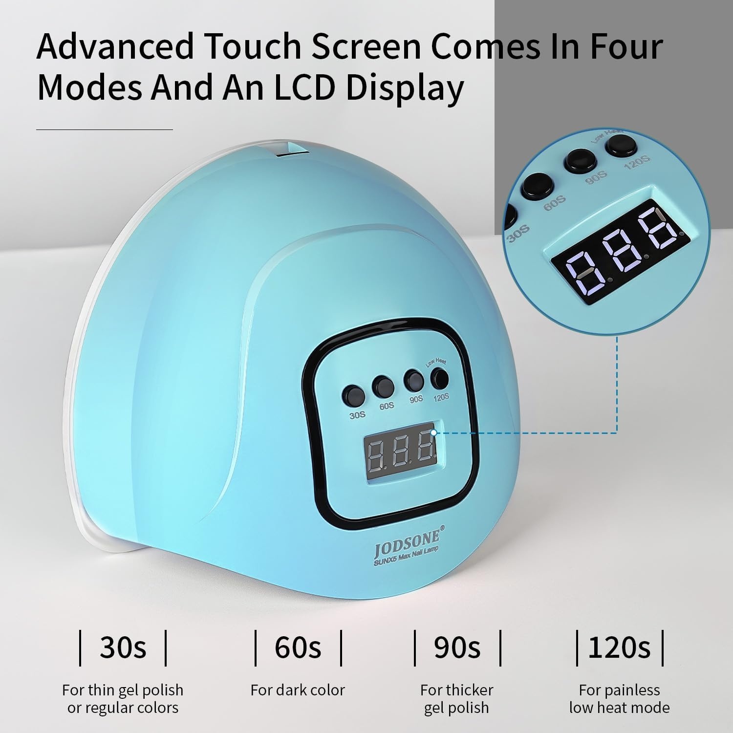 JODSONE Pink U V Nail Lamp for Gel Nail Polish Manicure Light with 4 Timers & Automatic Sensor Nail Dryer Curing LED Light(M5m-blue)