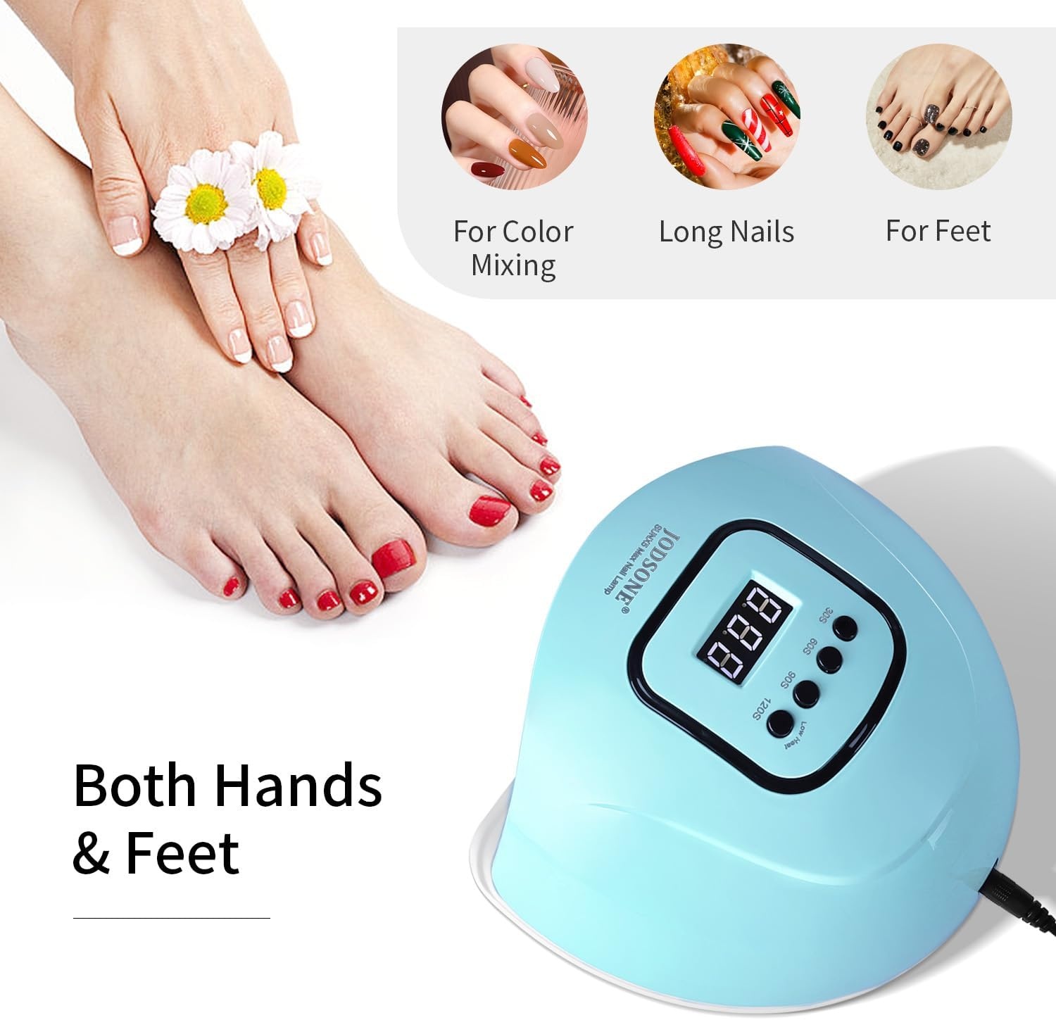 JODSONE Pink U V Nail Lamp for Gel Nail Polish Manicure Light with 4 Timers & Automatic Sensor Nail Dryer Curing LED Light(M5m-blue) - view 5