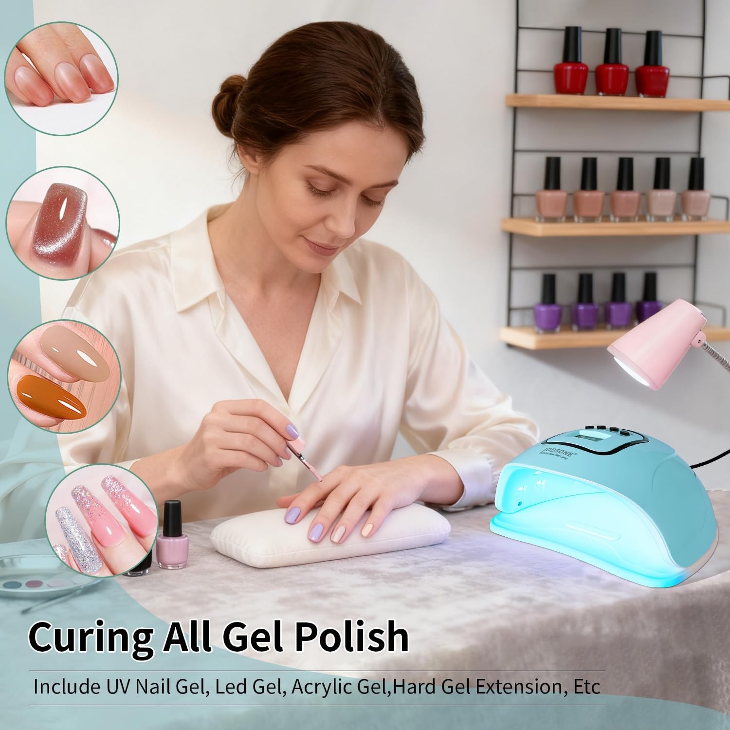 JODSONE Pink U V Nail Lamp for Gel Nail Polish Manicure Light with 4 Timers & Automatic Sensor Nail Dryer Curing LED Light(M5m-blue) - view 6