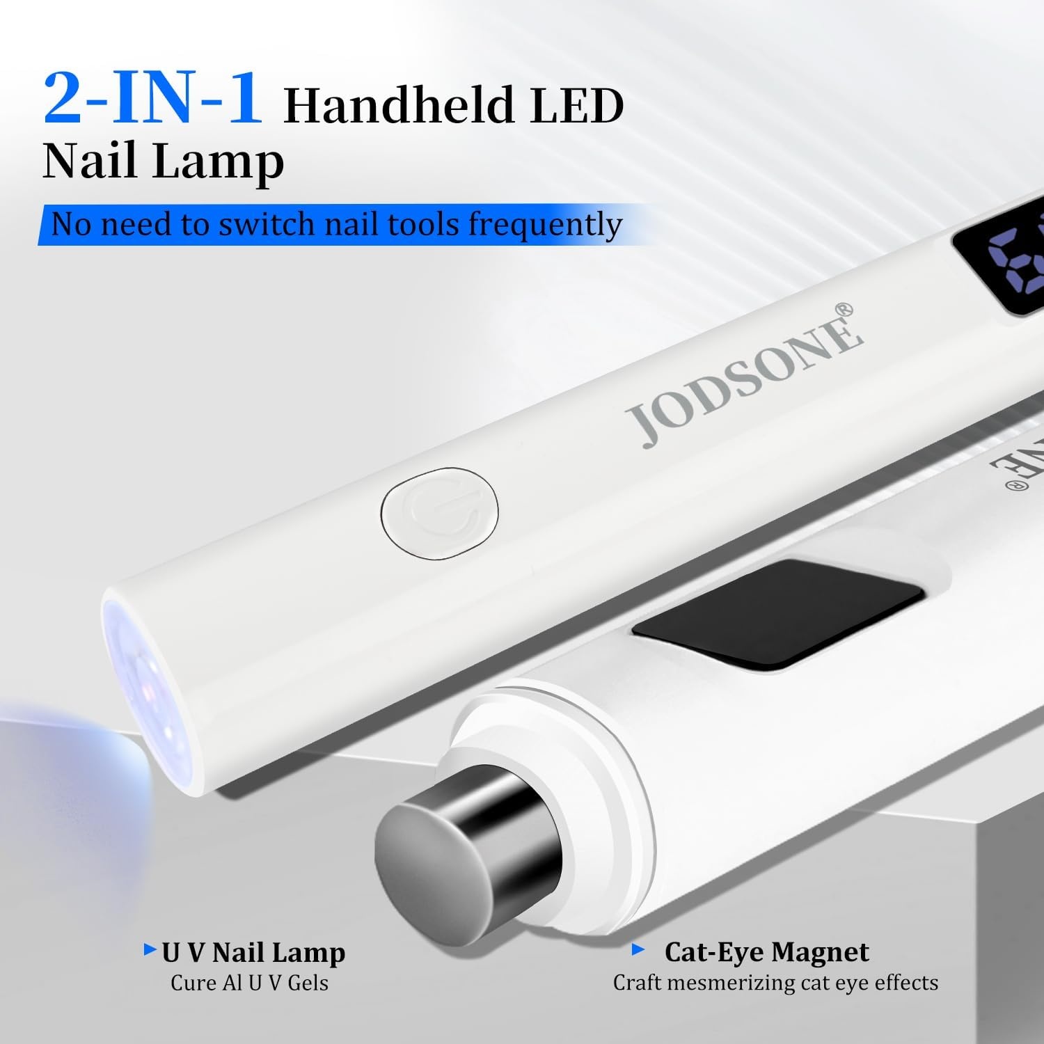 JODSONE Handheld Small U V Nail Lamp with Magnet and LCD Display Rechargeable Portable Mini Nail Lamp for Home DIY Manicure Pink(White) - view 2