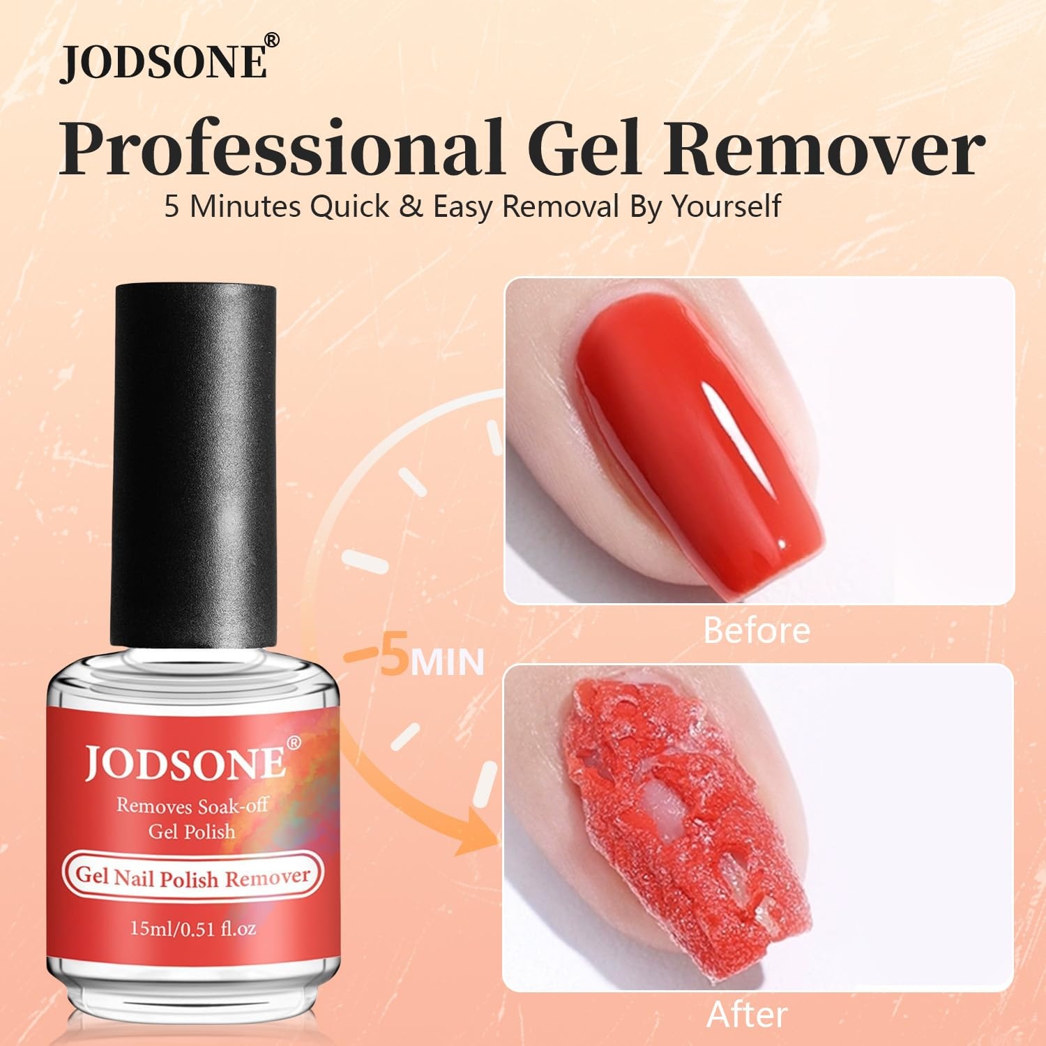 JODSONE 15ML Gel Nail Polish Remover No Need Soaking or Wrapping Gel Remover for Nails 3-5 Minutes Easy And Quick(A04)