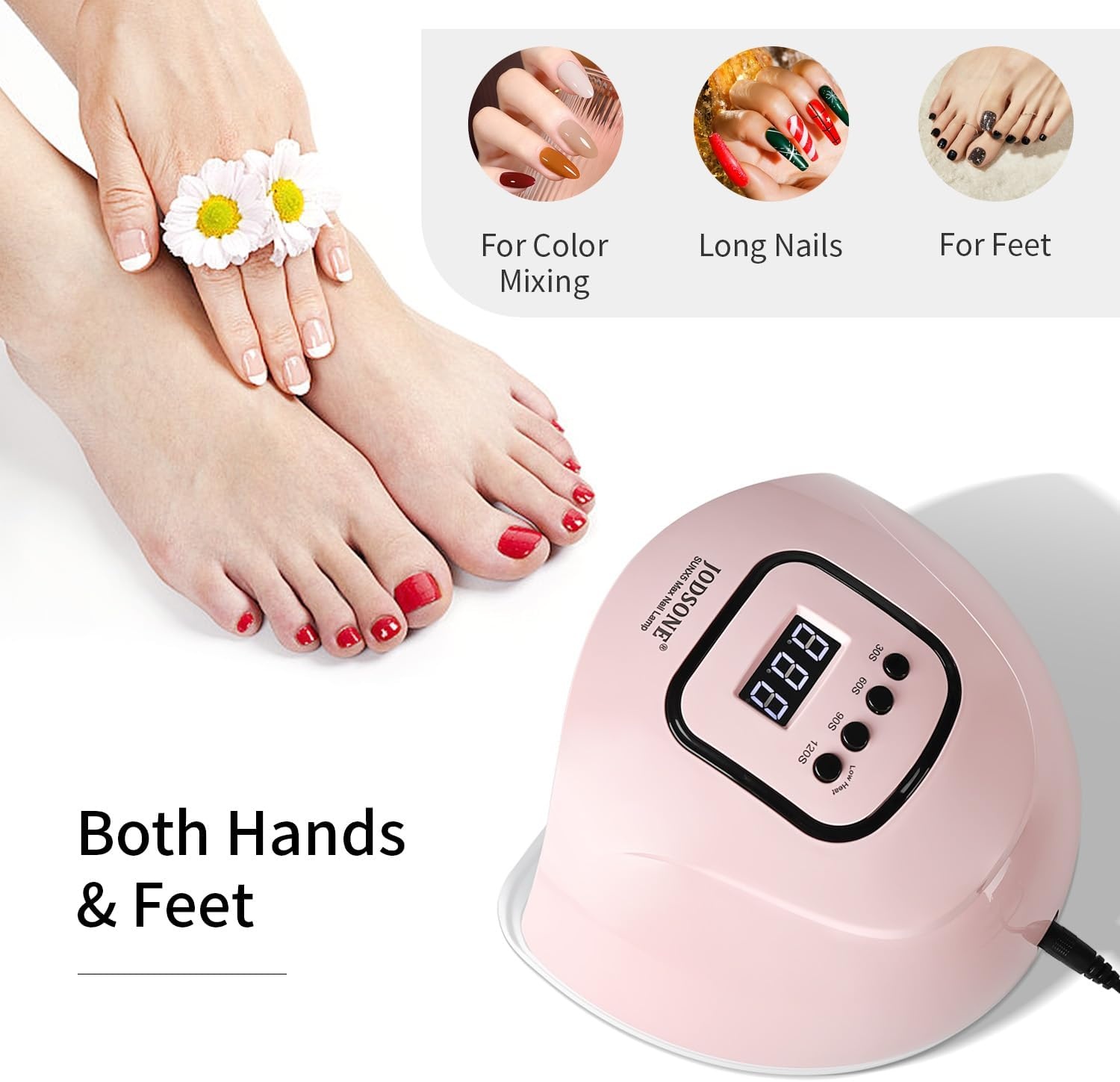 JODSONE Pink U V Nail Lamp for Gel Nail Polish Manicure Light with 4 Timers & Automatic Sensor Nail Dryer Curing LED Light(M5m-pink) - view 5