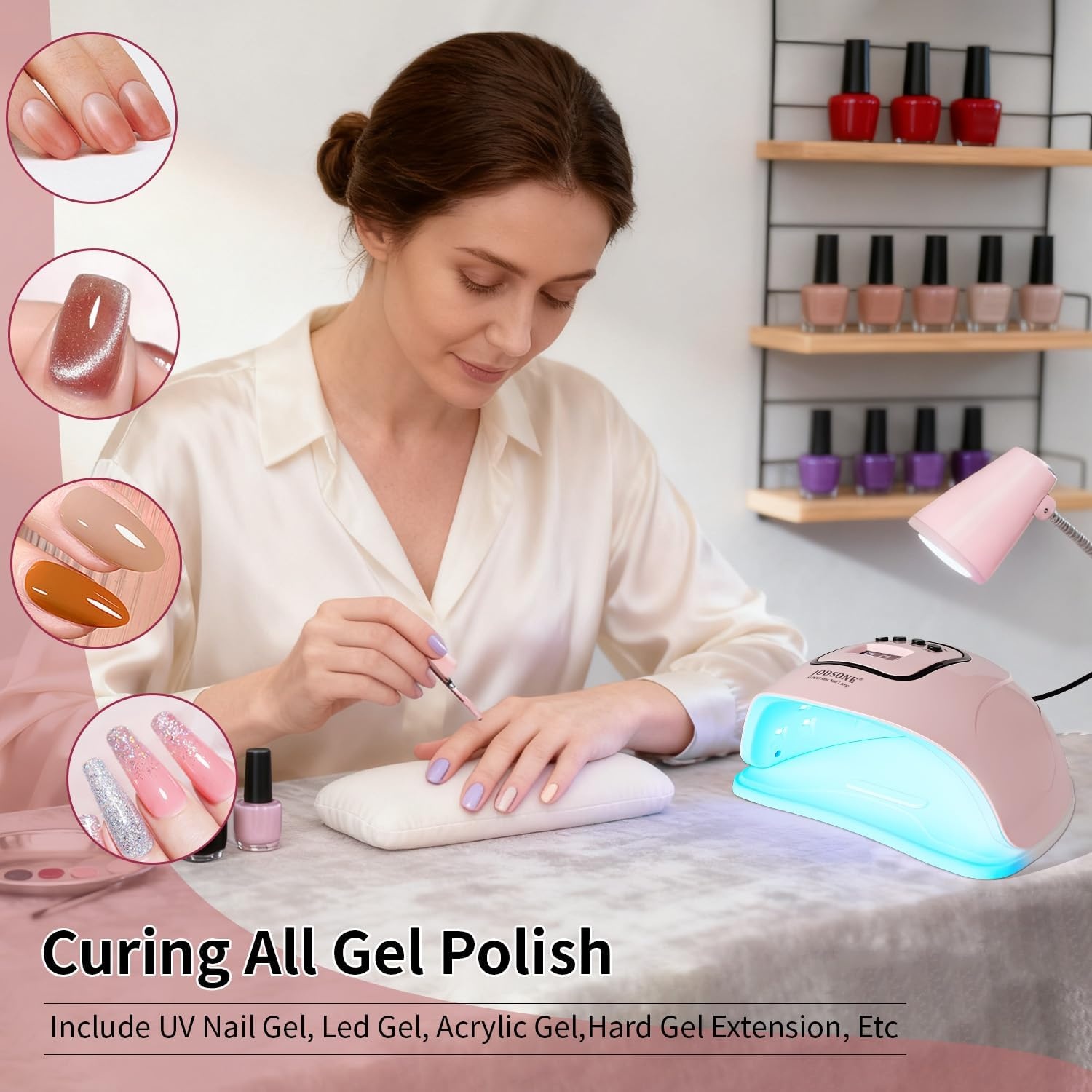 JODSONE Pink U V Nail Lamp for Gel Nail Polish Manicure Light with 4 Timers & Automatic Sensor Nail Dryer Curing LED Light(M5m-pink) - view 6