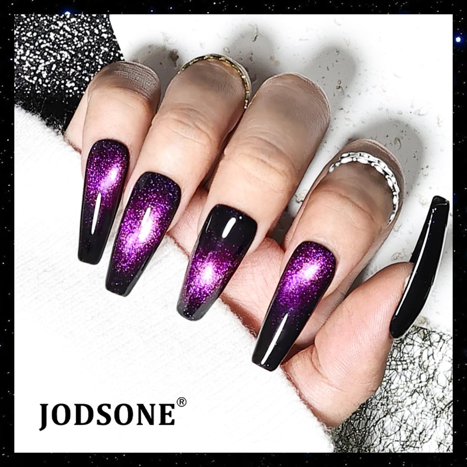 JODSONE Cat Eye Gel Nail Polish 10 Colors Blue Green Red with Base Coat Top Coat Magnet Stick Glazed Amber Cat Eye Gel for Home DIY(10Color-CE-16) - view 5