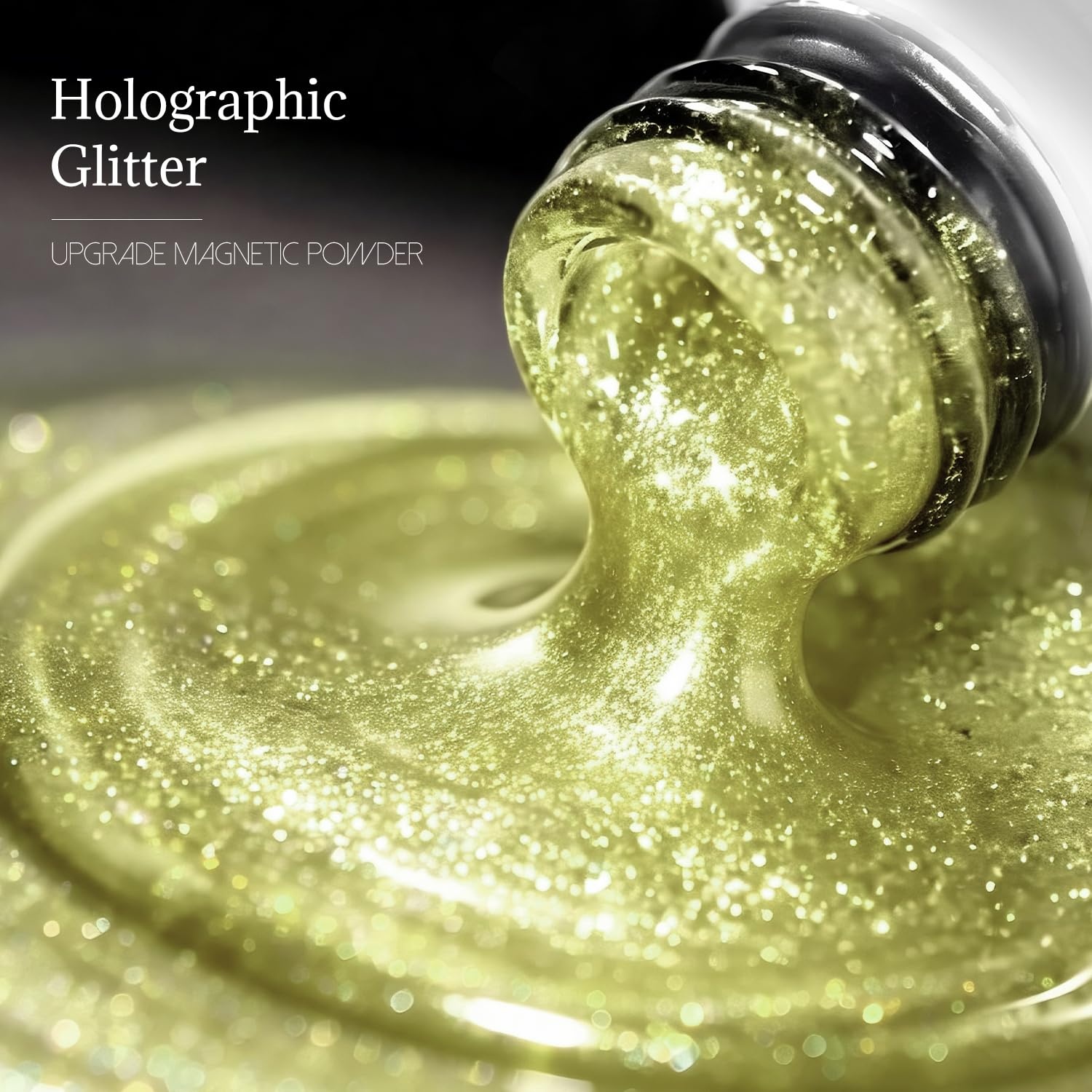 JODSONE Gold Glassy Cat Eye Gel Nail Polish 16.5ml,Holographic Magnetic Cat Eye Gel Polish with Magnet,Reflective Translucent Need U V Curing Salon Gift for Girl & Women,CAT05(16.5ML-CAT14) - view 2