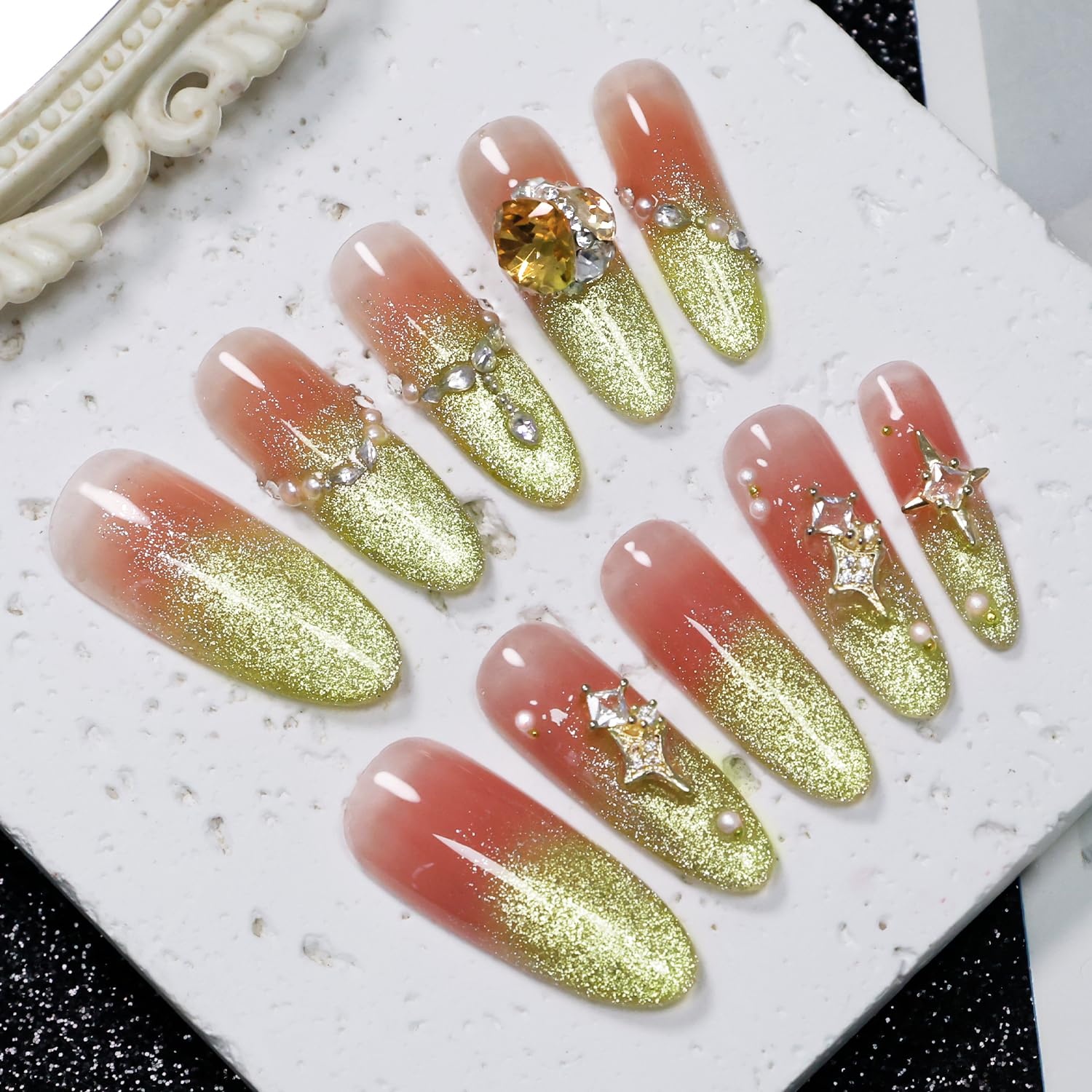 JODSONE Gold Glassy Cat Eye Gel Nail Polish 16.5ml,Holographic Magnetic Cat Eye Gel Polish with Magnet,Reflective Translucent Need U V Curing Salon Gift for Girl & Women,CAT05(16.5ML-CAT14) - view 6
