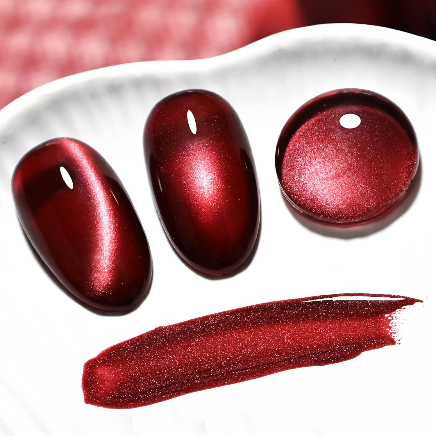 JODSONE 16.5ml Cat Eye Gel Nail Polish Silver Glitter Magnetic Reflective Translucent Need U V Curing(2718F-Red) - view 7