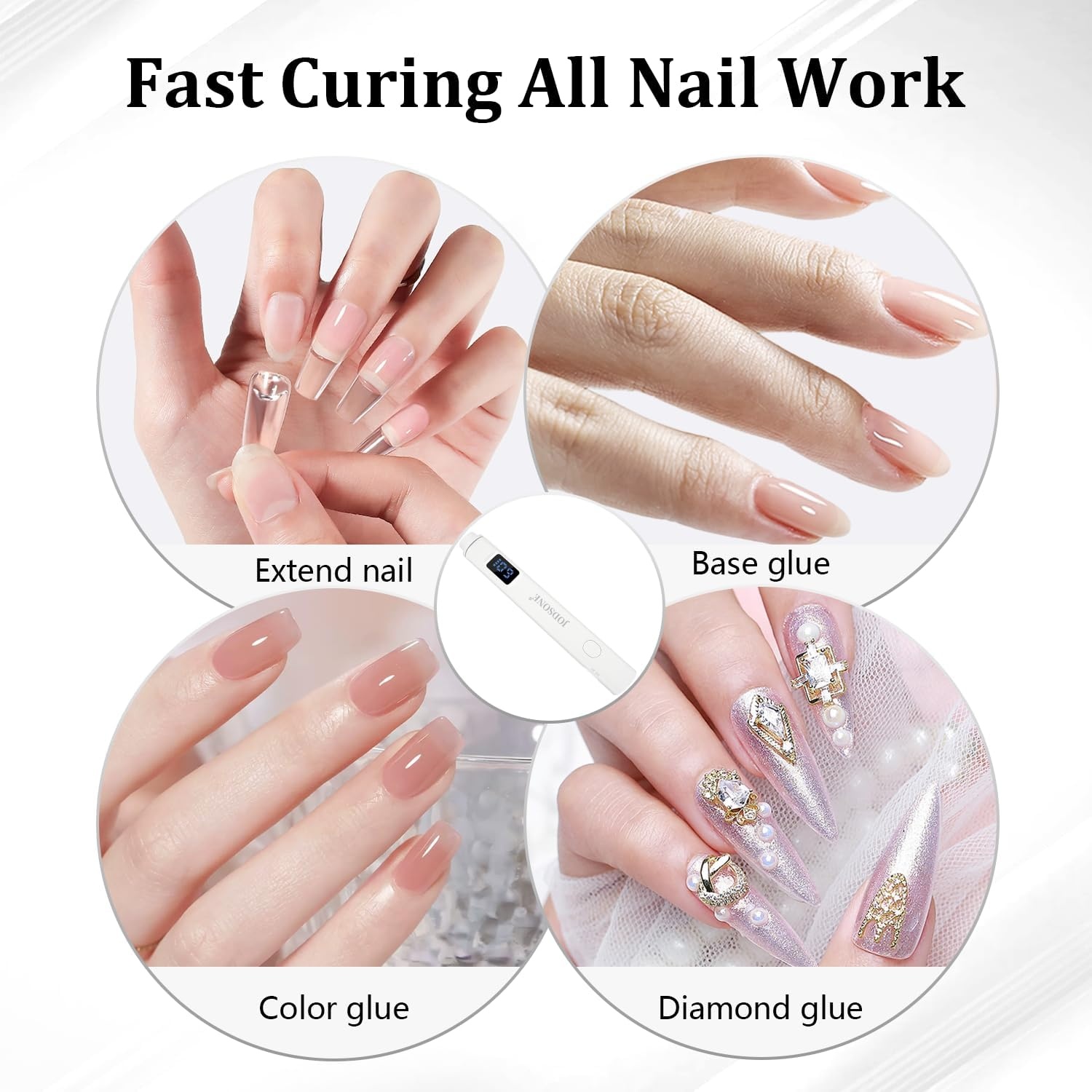 JODSONE Handheld U V Light for Gel Nails Portable Mini Nail Dryer Cordless Rechargeable USB Nail Dryer for Fast Curing for Home DIY Manicure Nail Art, White(White) - view 7