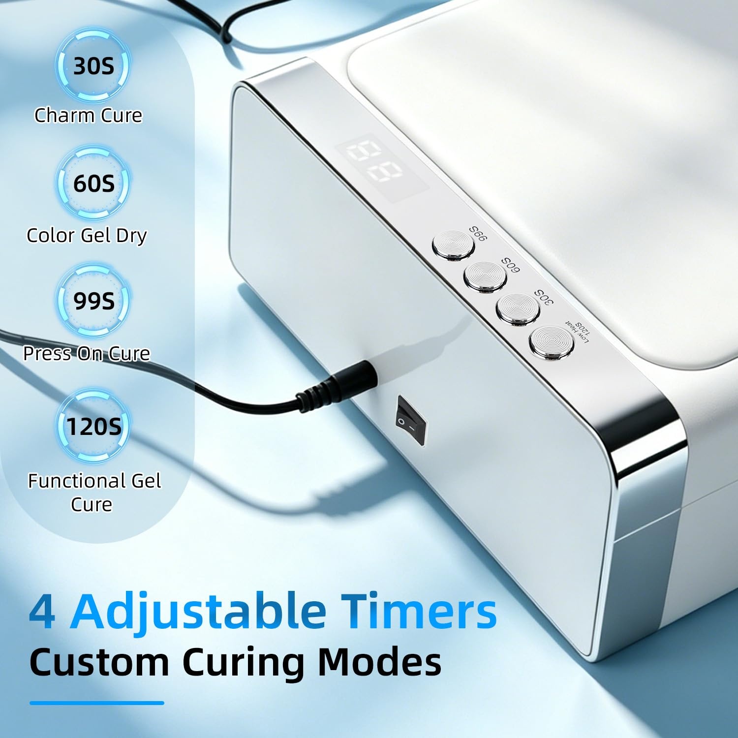 JODSONE Professional Nail Curing Lamp High Power U V LED Gel Nail Lamp with Arm Rest Magnetic Detachable Tray 4 Timer Modes LCD Display Infrared Sensor - view 2