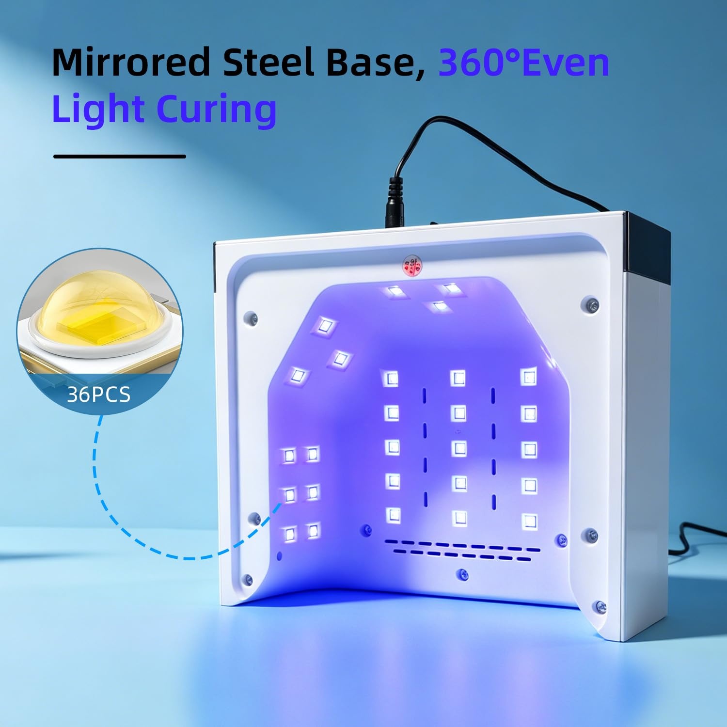 JODSONE Professional Nail Curing Lamp High Power U V LED Gel Nail Lamp with Arm Rest Magnetic Detachable Tray 4 Timer Modes LCD Display Infrared Sensor - view 3