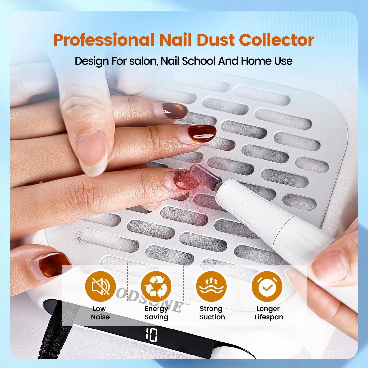 JODSONE 6000RPM Mini Nail Dust Collector PocketSized Low Noise Powerful Suction Portable Nail Salon with 30 Filters Purple(Mini-white) - view 4