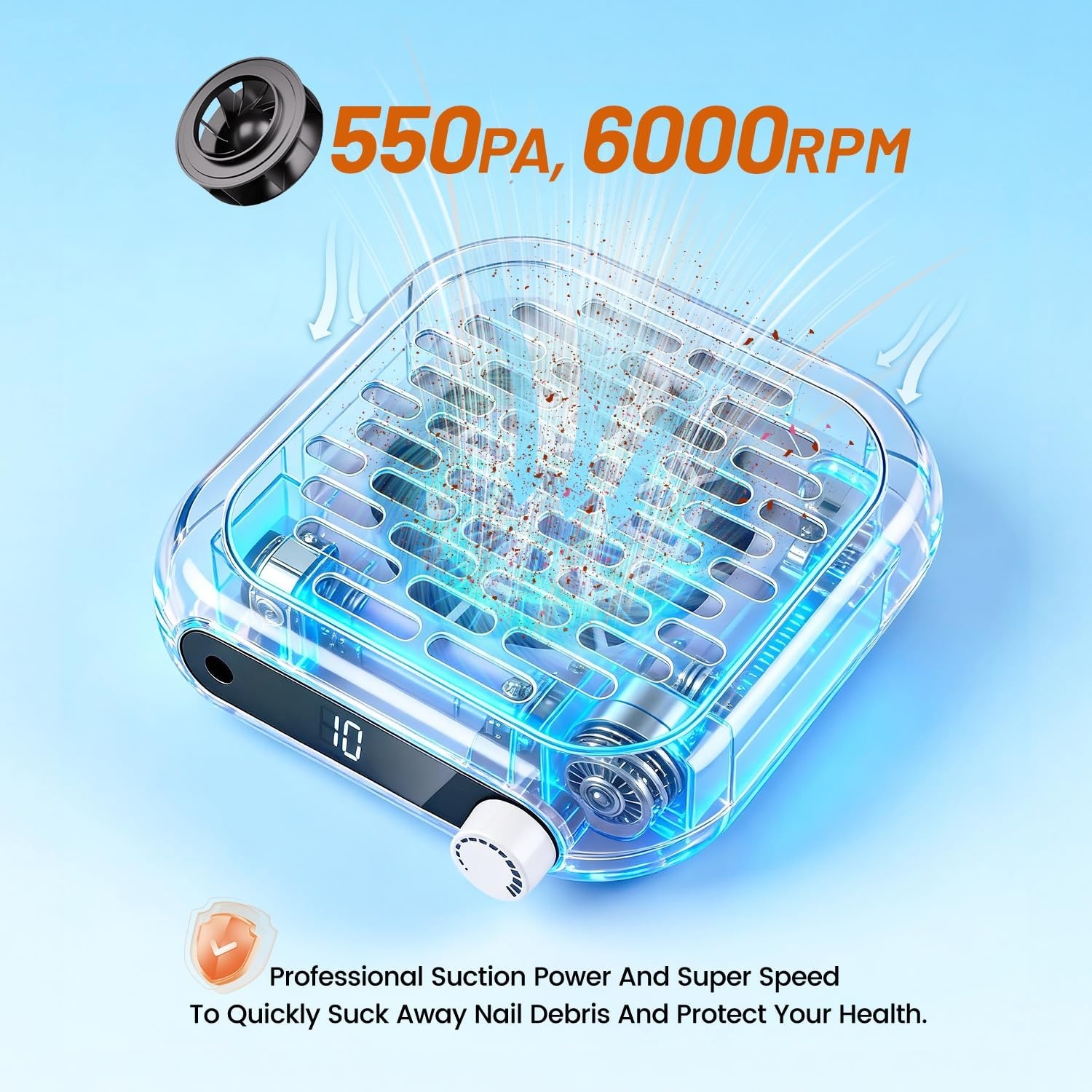 JODSONE 6000RPM Mini Nail Dust Collector PocketSized Low Noise Powerful Suction Portable Nail Salon with 30 Filters Purple(Mini-white) - view 5