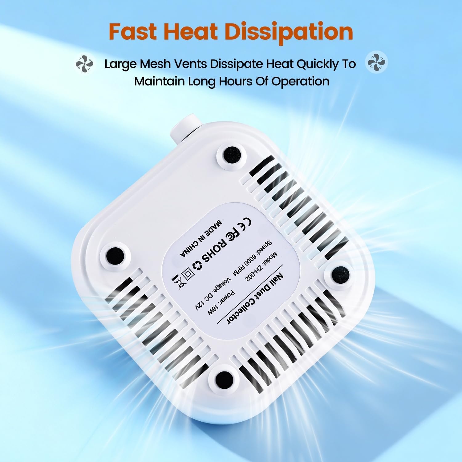 JODSONE 6000RPM Mini Nail Dust Collector PocketSized Low Noise Powerful Suction Portable Nail Salon with 30 Filters Purple(Mini-white) - view 7
