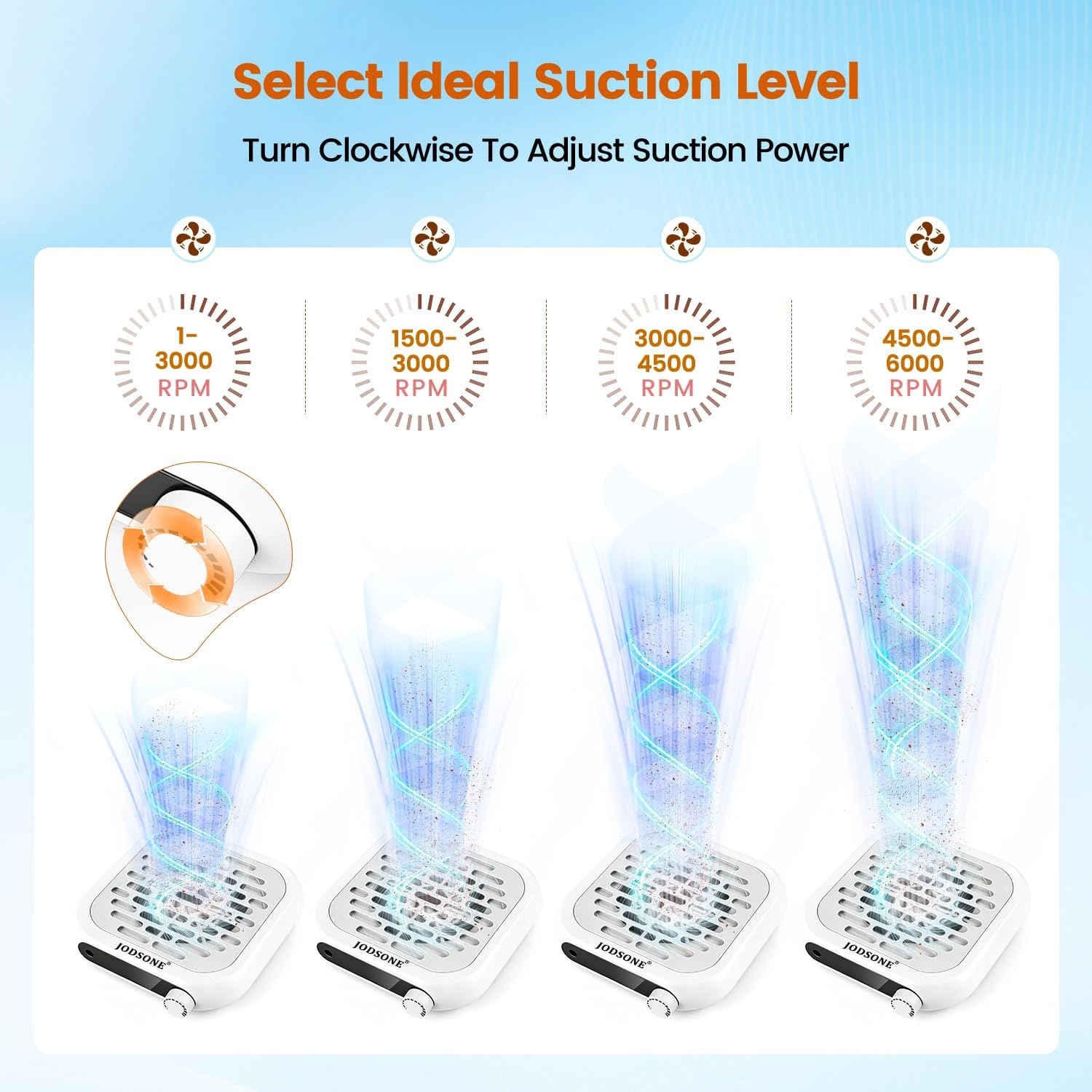 JODSONE 6000RPM Mini Nail Dust Collector PocketSized Low Noise Powerful Suction Portable Nail Salon with 30 Filters Purple(Mini-white) - view 8