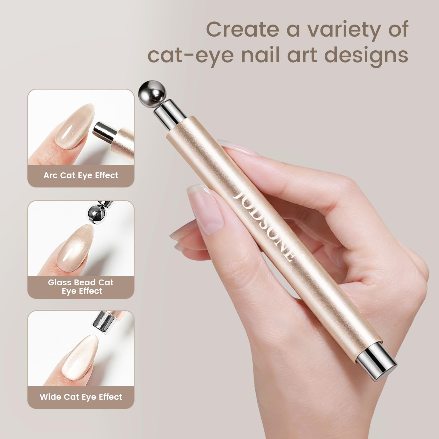 JODSONE 3-in-1 Cat-Eye Magnet Nail Art Tool,Cylindrical & Ball Magnet Pens,Flexible Multi-Effect Magnet for Cat Eye Gel Polish DIY Home Salon(Magnet Only, No Gel Included)(M03) - view 2
