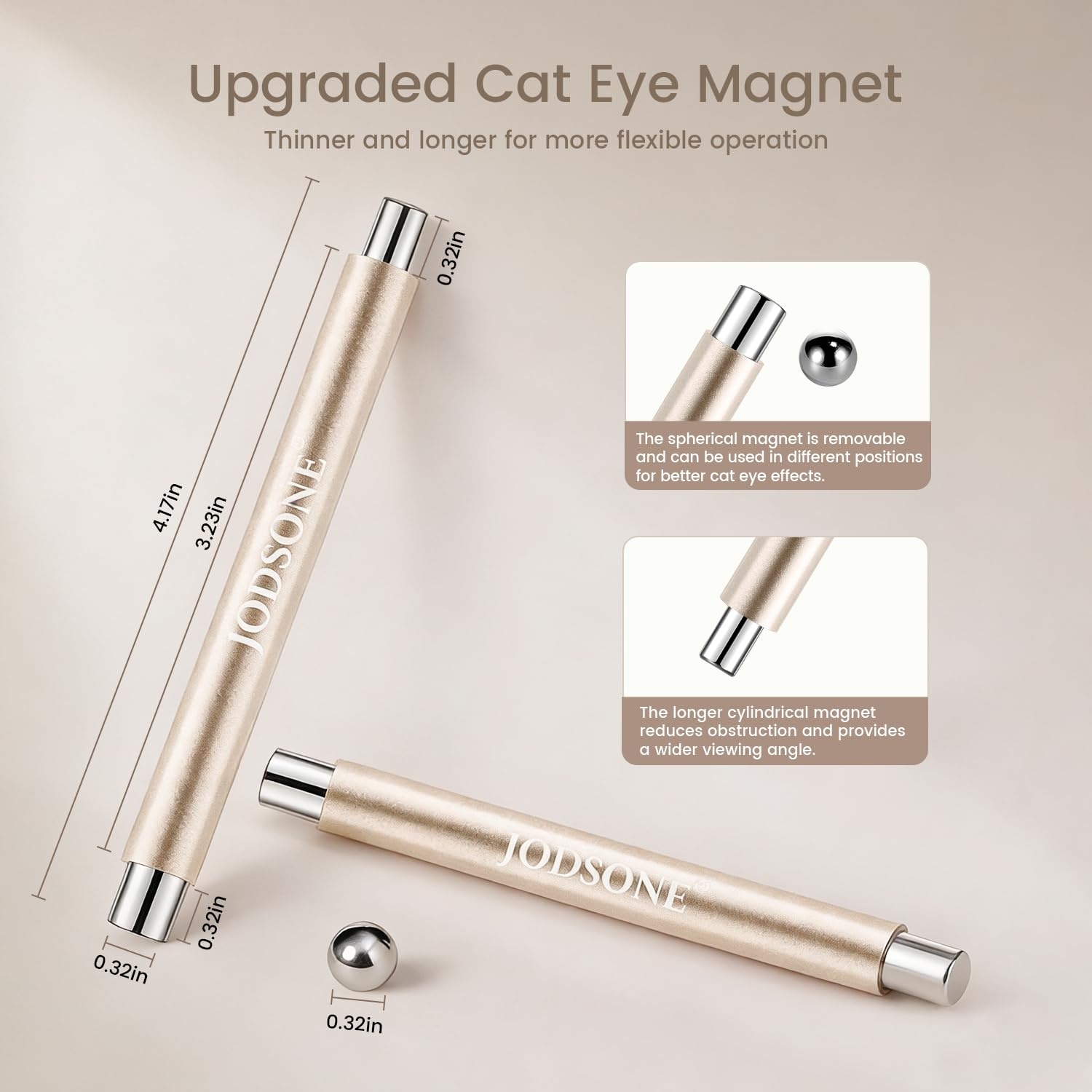 JODSONE 3-in-1 Cat-Eye Magnet Nail Art Tool,Cylindrical & Ball Magnet Pens,Flexible Multi-Effect Magnet for Cat Eye Gel Polish DIY Home Salon(Magnet Only, No Gel Included)(M03) - view 4