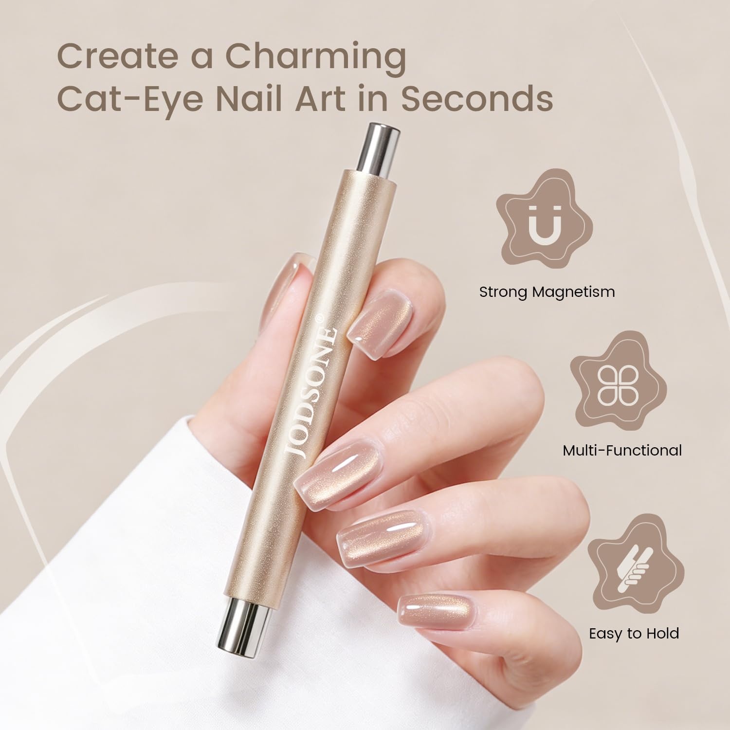 JODSONE 3-in-1 Cat-Eye Magnet Nail Art Tool,Cylindrical & Ball Magnet Pens,Flexible Multi-Effect Magnet for Cat Eye Gel Polish DIY Home Salon(Magnet Only, No Gel Included)(M03) - view 5