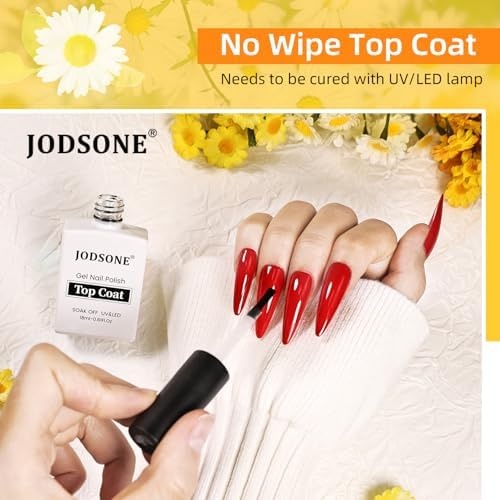 JODSONE 2 Bottles 18ml Top Coat Base Coat Gel Polish Set Compatible for Nail Salon Bright Surface, Girl Gift and At Home DIY Need U V Lamp Curing(18ML-T-1) - view 4