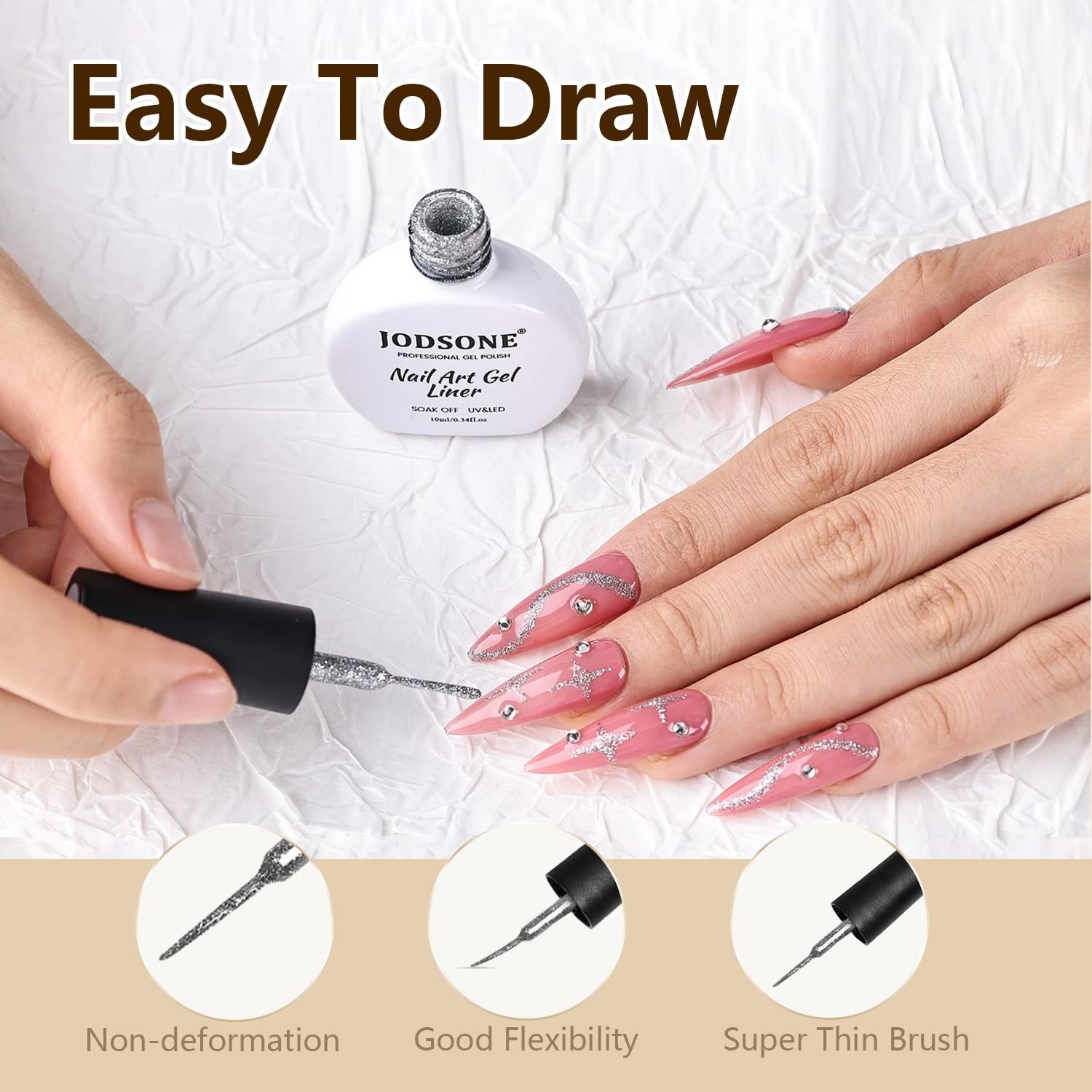 JODSONE Cat Eye Magnet, 8-in-1 Multi-Effect Nail Magnetic Tool for Cat Eye Gel Polish, Create French Tip, Heart, Ribbon & Glass Bead Designs, Nail Art Tool for DIY & Salon(L-LX01-LX02) - view 5