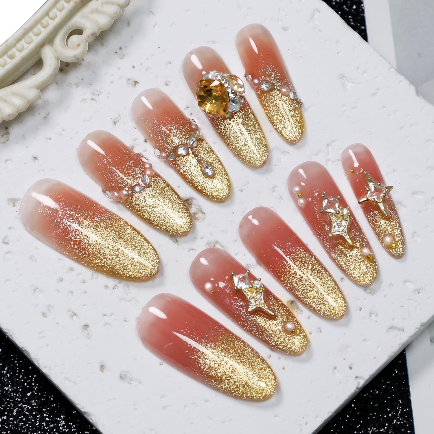 JODSONE Gold Glassy Cat Eye Gel Nail Polish 16.5ml,Holographic Magnetic Cat Eye Gel Polish with Magnet,Reflective Translucent Need U V Curing Salon Gift for Girl & Women,CAT05(16.5ML-CAT12) - view 6