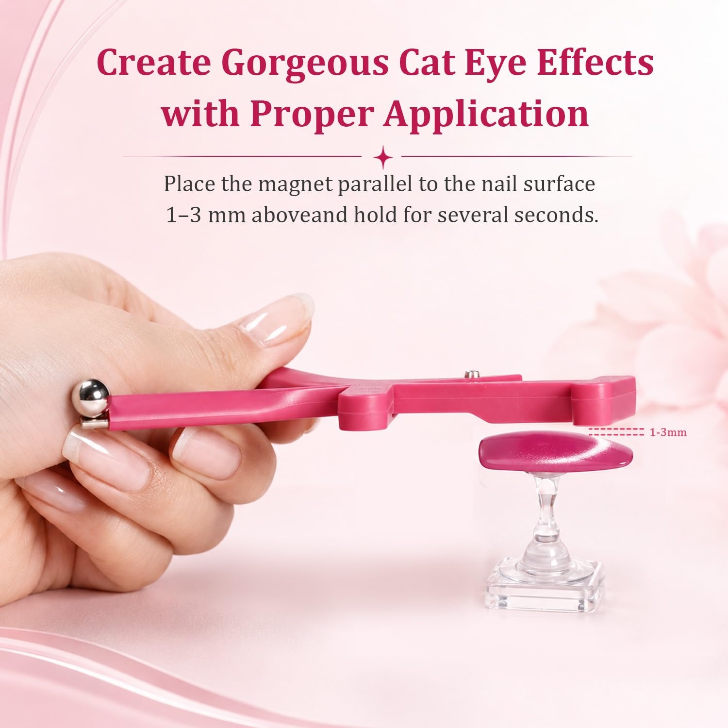 JODSONE Cat Eye Magnet, 8-in-1 Multi-Effect Nail Magnetic Tool for Cat Eye Gel Polish, Create French Tip, Heart, Ribbon & Glass Bead Designs, Nail Art Tool for DIY & Salon(M1) - view 3