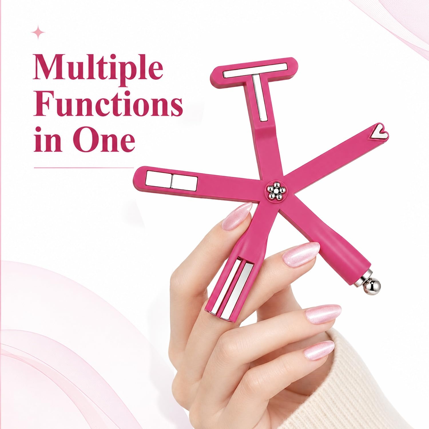 JODSONE Cat Eye Magnet, 8-in-1 Multi-Effect Nail Magnetic Tool for Cat Eye Gel Polish, Create French Tip, Heart, Ribbon & Glass Bead Designs, Nail Art Tool for DIY & Salon(M1) - view 4