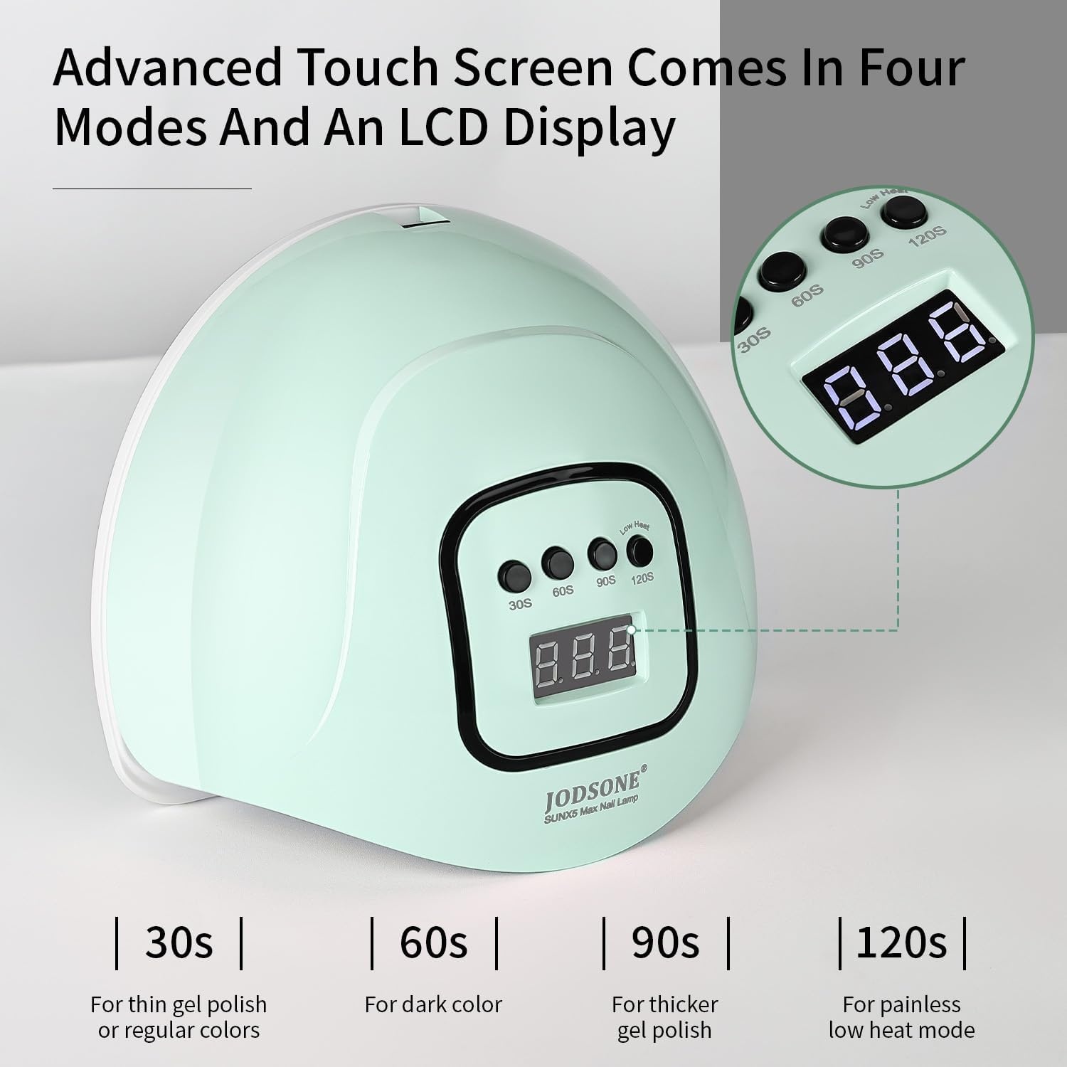 JODSONE Pink U V Nail Lamp for Gel Nail Polish Manicure Light with 4 Timers & Automatic Sensor Nail Dryer Curing LED Light(M5m-light Green)