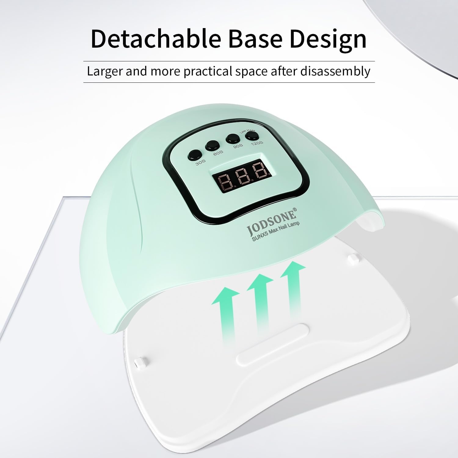 JODSONE Pink U V Nail Lamp for Gel Nail Polish Manicure Light with 4 Timers & Automatic Sensor Nail Dryer Curing LED Light(M5m-light Green) - view 4