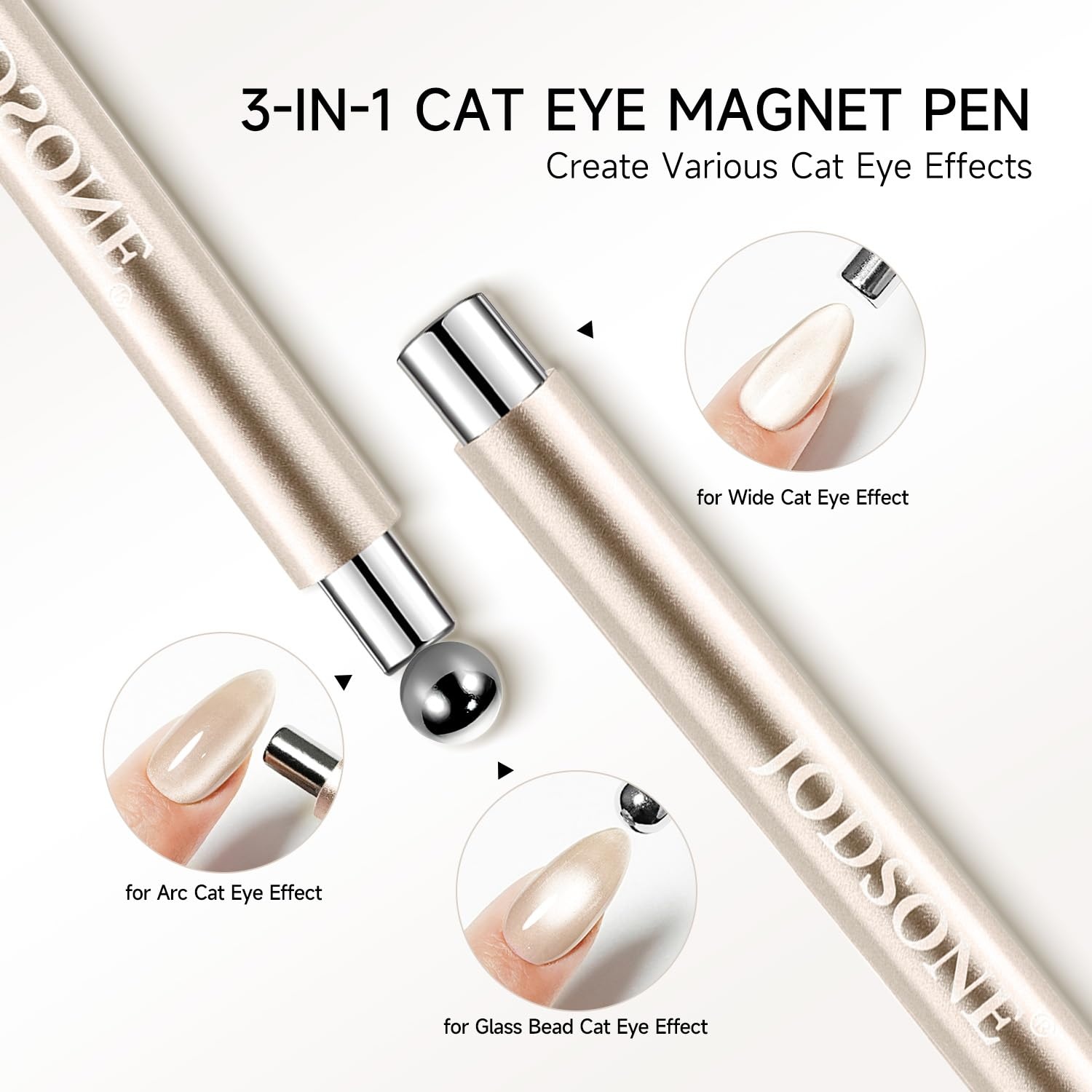 JODSONE 3-in-1 Cat-Eye Magnet Nail Art Tool,Cylindrical & Ball Magnet Pens,Flexible Multi-Effect Magnet for Cat Eye Gel Polish DIY Home Salon(Magnet Only, No Gel Included)(M02) - view 2