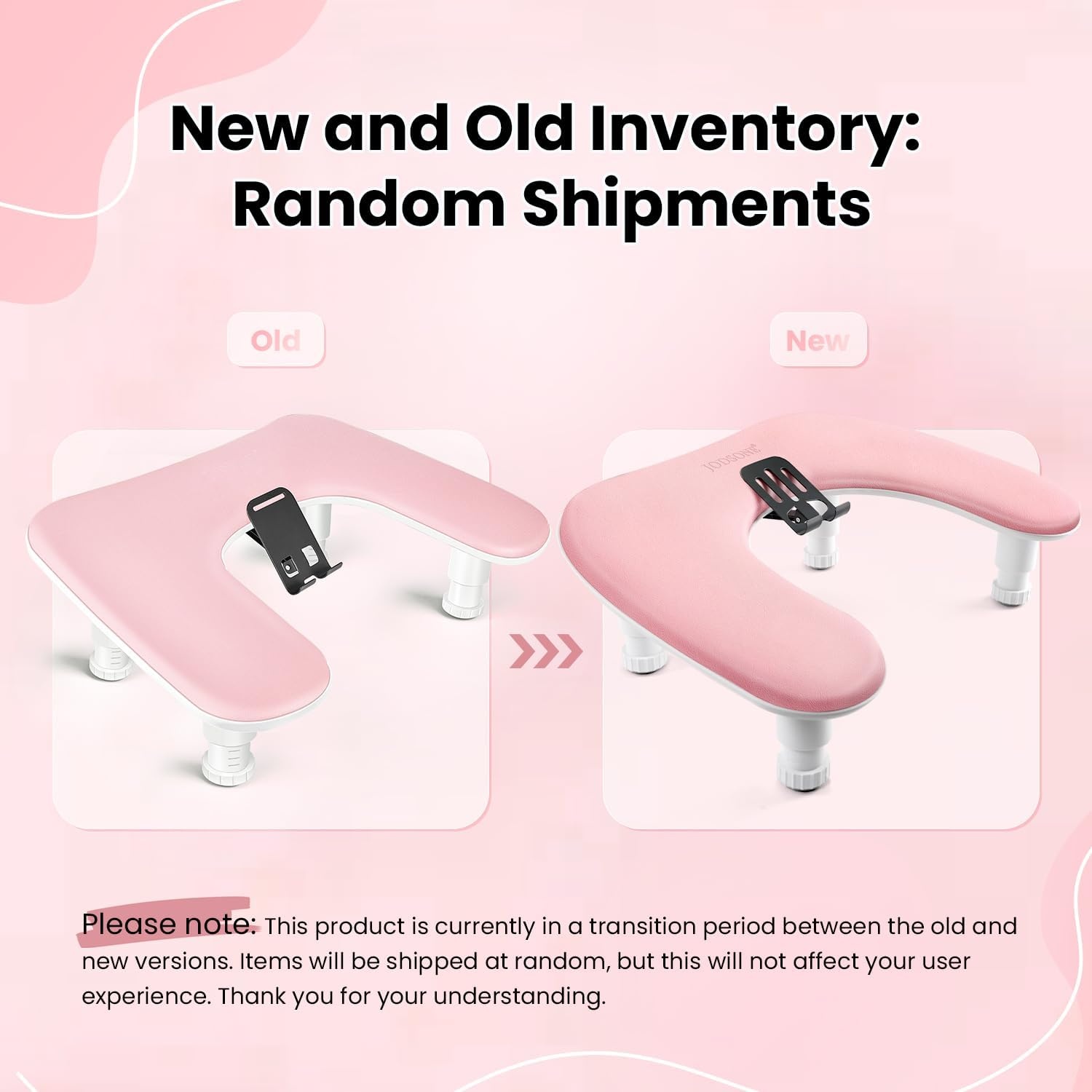 JODSONE U-Shaped Brown Arm Rest for Nails Tech with Rotating 360°Built-In Phone Holder and Adjustable Nail Arm Rest Detachable Manicure Hand Rest for Salon Design(Pink-Without Mat) - view 7