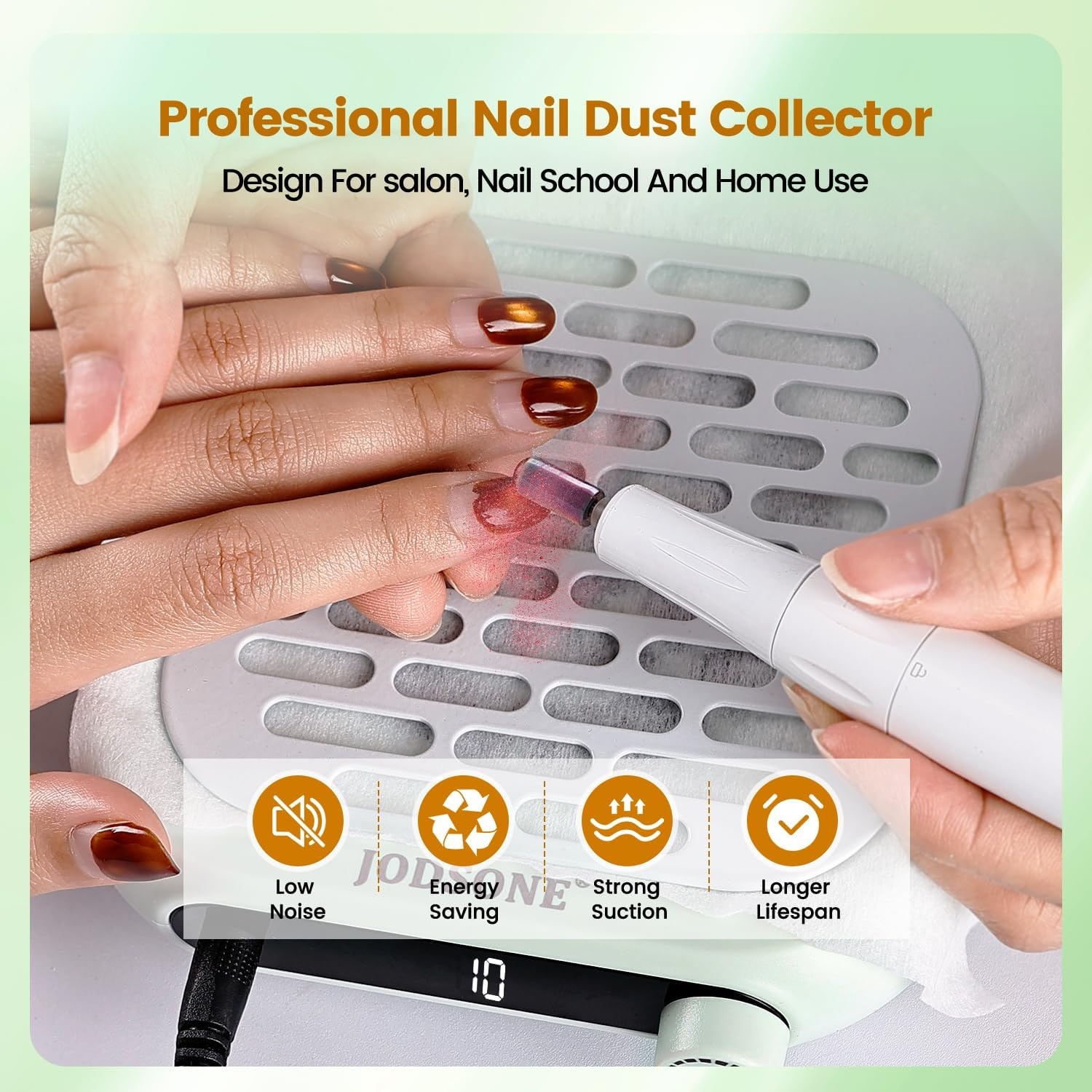 JODSONE Mini Nail Dust Collector PocketSized 6000RPM Powerful Suction Portable Nail Salon with 30 Filters Green(G01) - view 6