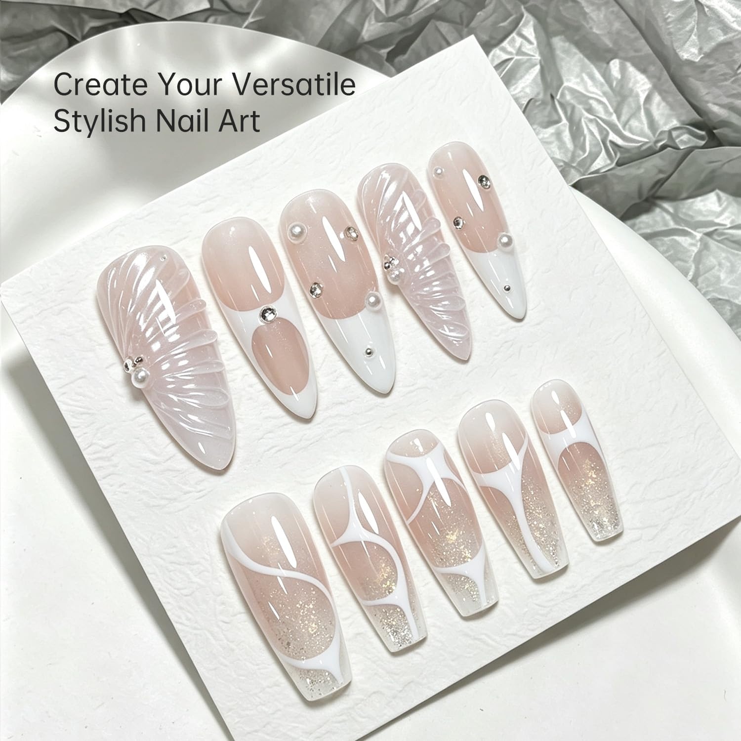 JODSONE White Nail Art Gel Liner, 18ml UV Gel Polish, Thin Brush | Classic White Color Nail Art Polish, French Tip Tool, UV/LED Cure Required, Built-In Thin Brush for DIY Manicure At Home(LMK02) - view 2