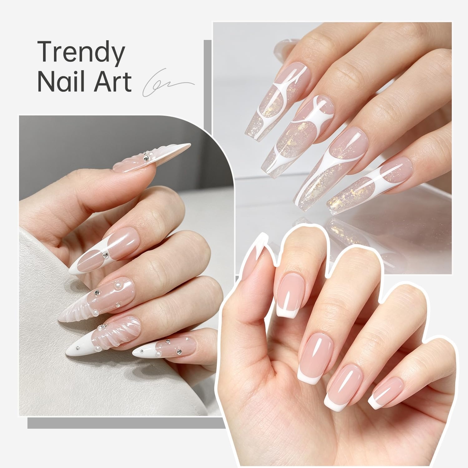 JODSONE White Nail Art Gel Liner, 18ml UV Gel Polish, Thin Brush | Classic White Color Nail Art Polish, French Tip Tool, UV/LED Cure Required, Built-In Thin Brush for DIY Manicure At Home(LMK02) - view 6