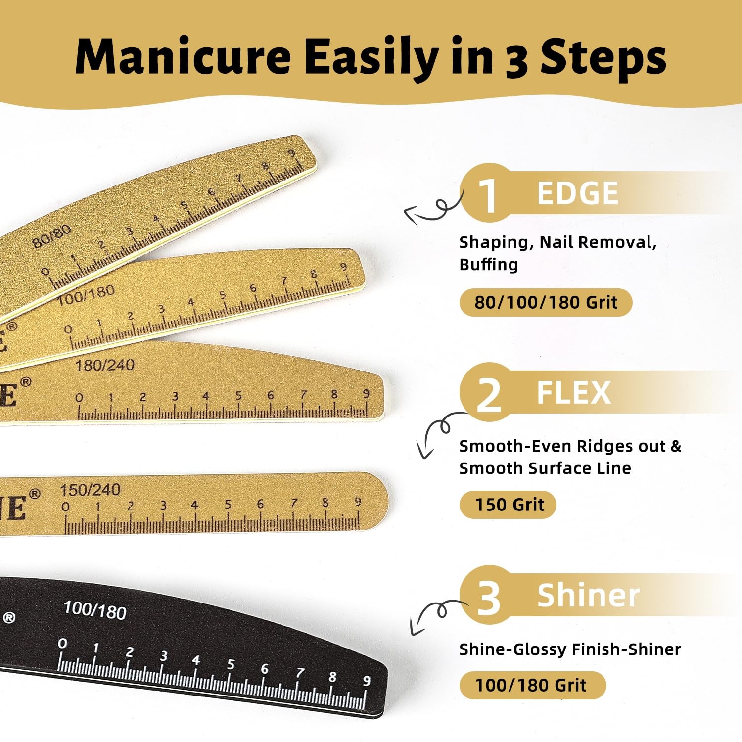 JODSONE Nail File and Buffer Set 5PCS Double Side Trimed Nail Files and Buffers Emery Boards for Nails 80/240 Nail Shine Polishing Stick Reusable Washable Nails Tools Suit for Home Salon