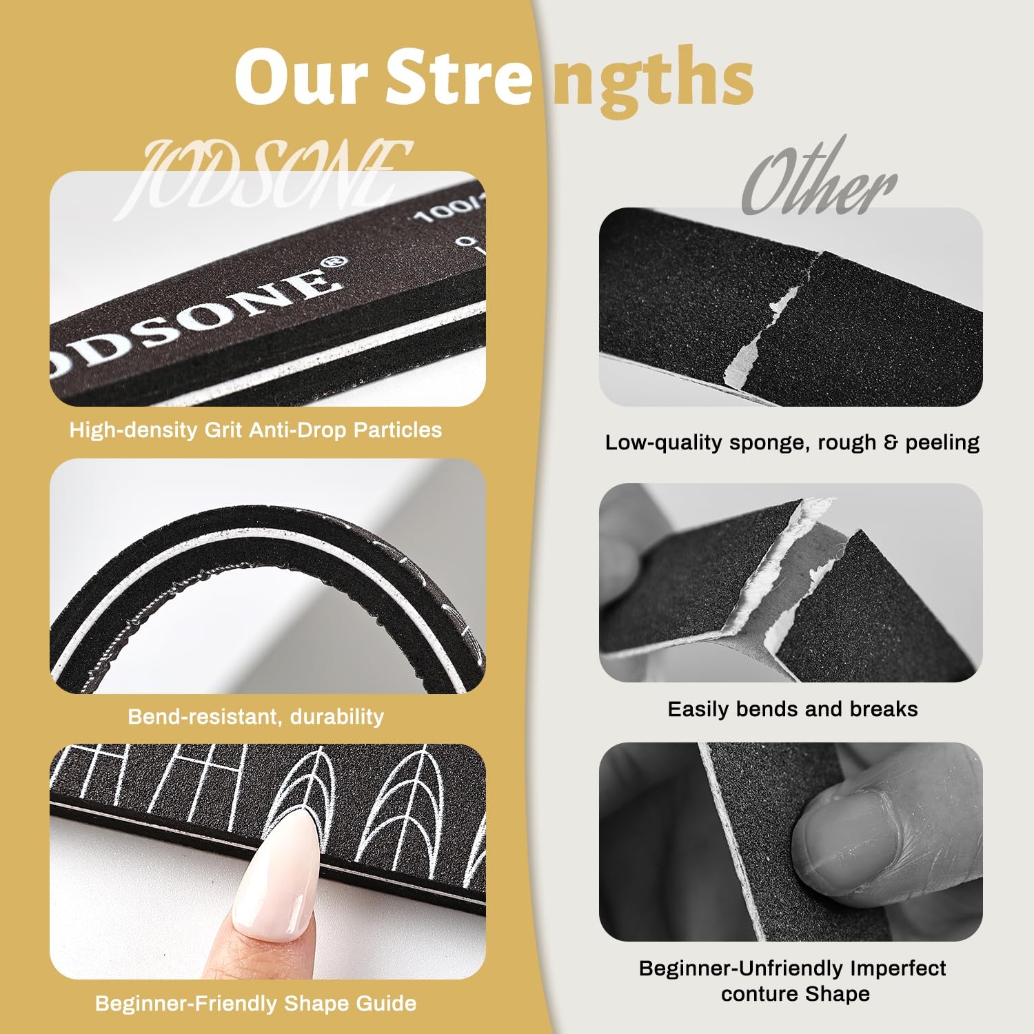 JODSONE Nail File and Buffer Set 5PCS Double Side Trimed Nail Files and Buffers Emery Boards for Nails 80/240 Nail Shine Polishing Stick Reusable Washable Nails Tools Suit for Home Salon - view 5