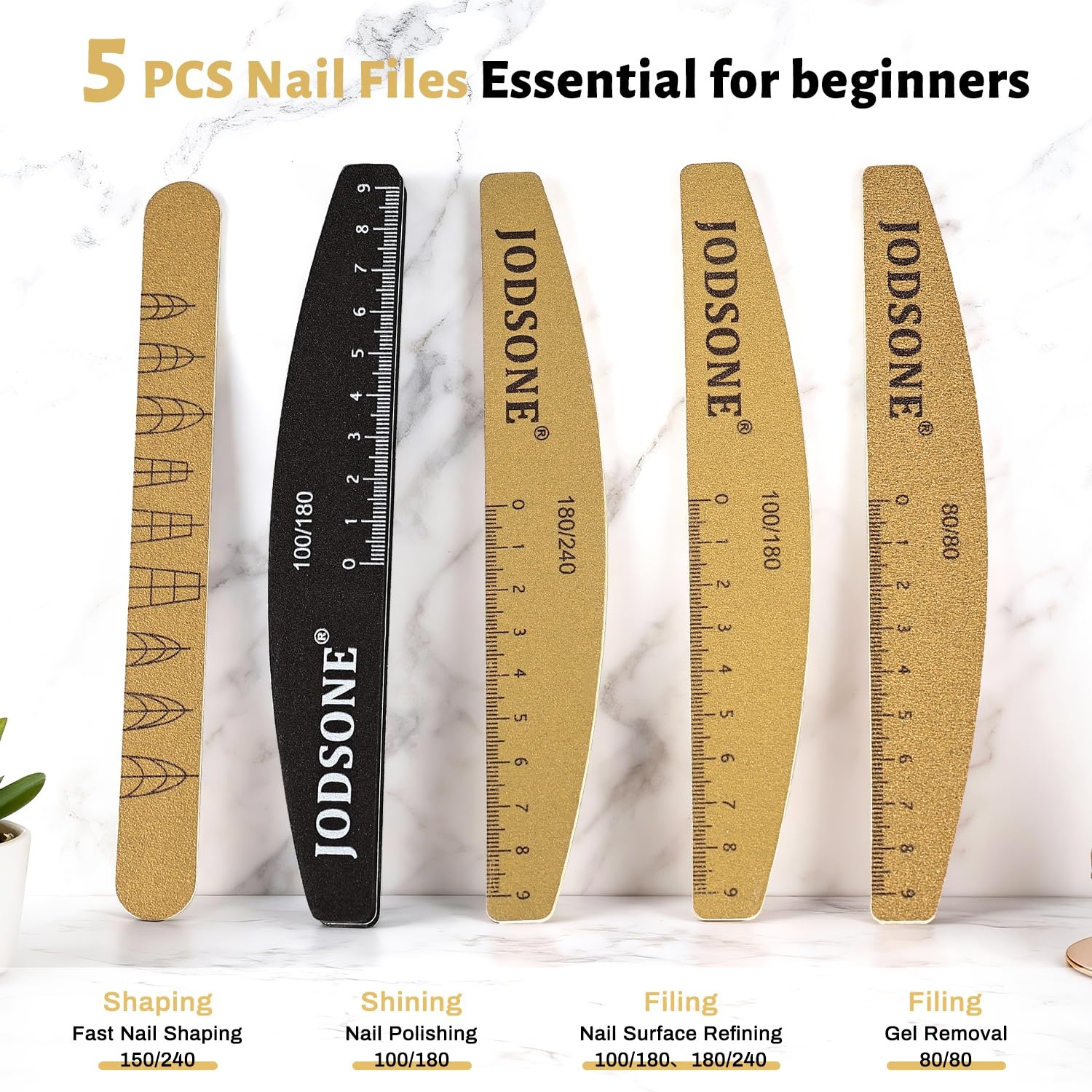 JODSONE Nail File and Buffer Set 5PCS Double Side Trimed Nail Files and Buffers Emery Boards for Nails 80/240 Nail Shine Polishing Stick Reusable Washable Nails Tools Suit for Home Salon - view 6