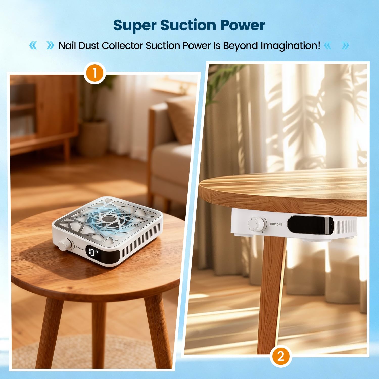 JODSONE Mini 6000RPM Nail Dust Collector with 30 Filters 10-Speed Adjustment Rechargeable Portable Nail Salon Professional Use - view 6