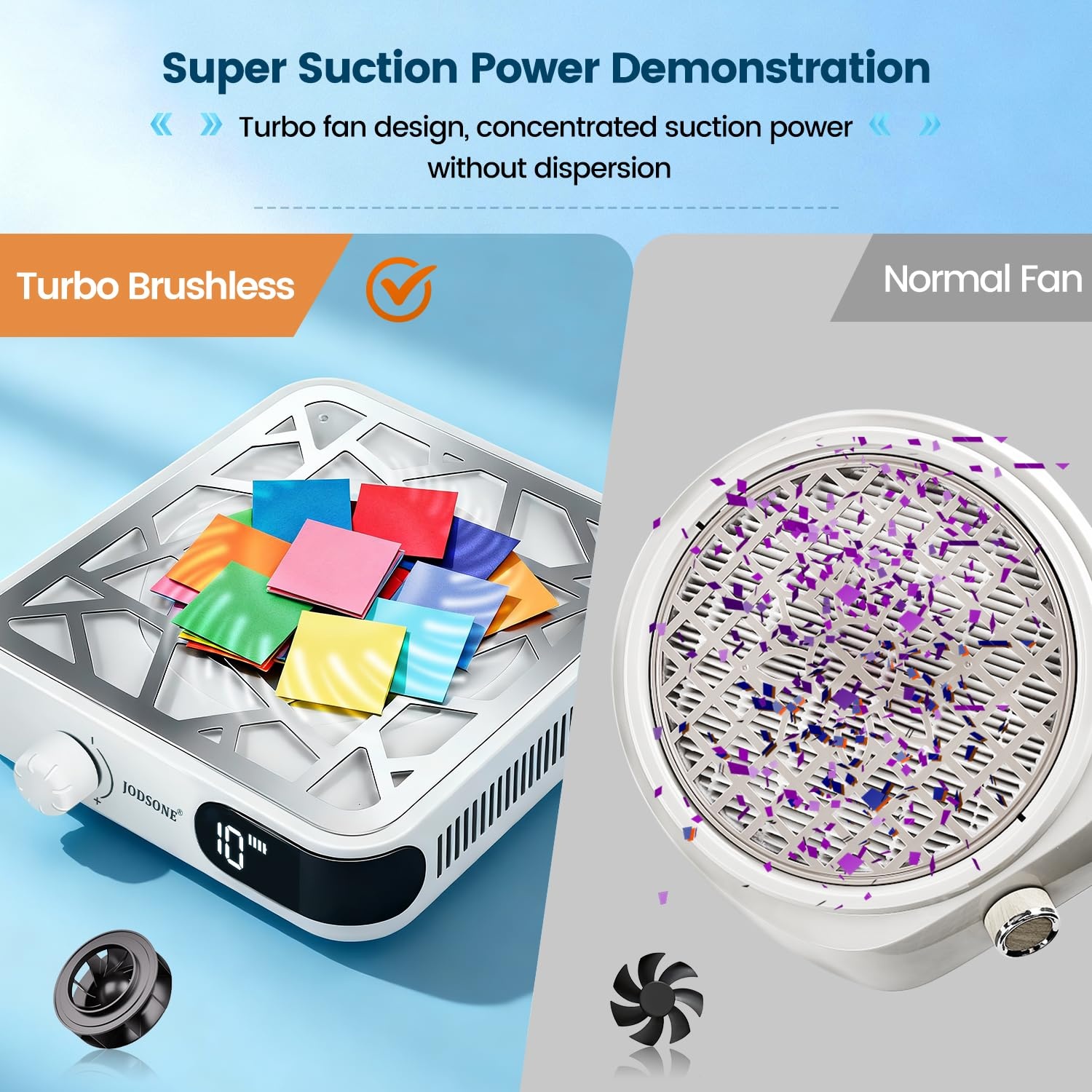 JODSONE Mini 6000RPM Nail Dust Collector with 30 Filters 10-Speed Adjustment Rechargeable Portable Nail Salon Professional Use - view 7