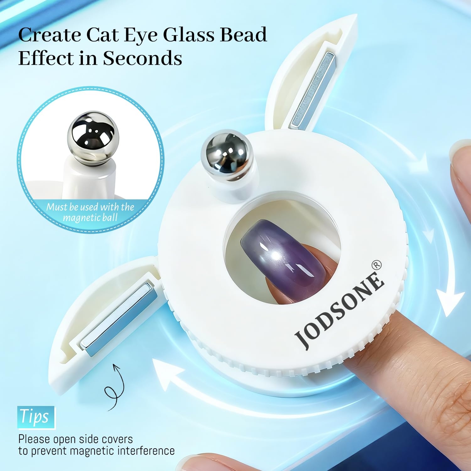 JODSONE Cat Eye Magnet, 8-in-1 Multi-Effect Nail Magnetic Tool for Cat Eye Gel Polish, Create French Tip, Heart, Ribbon & Glass Bead Designs, Nail Art Tool for DIY & Salon(M2) - view 4