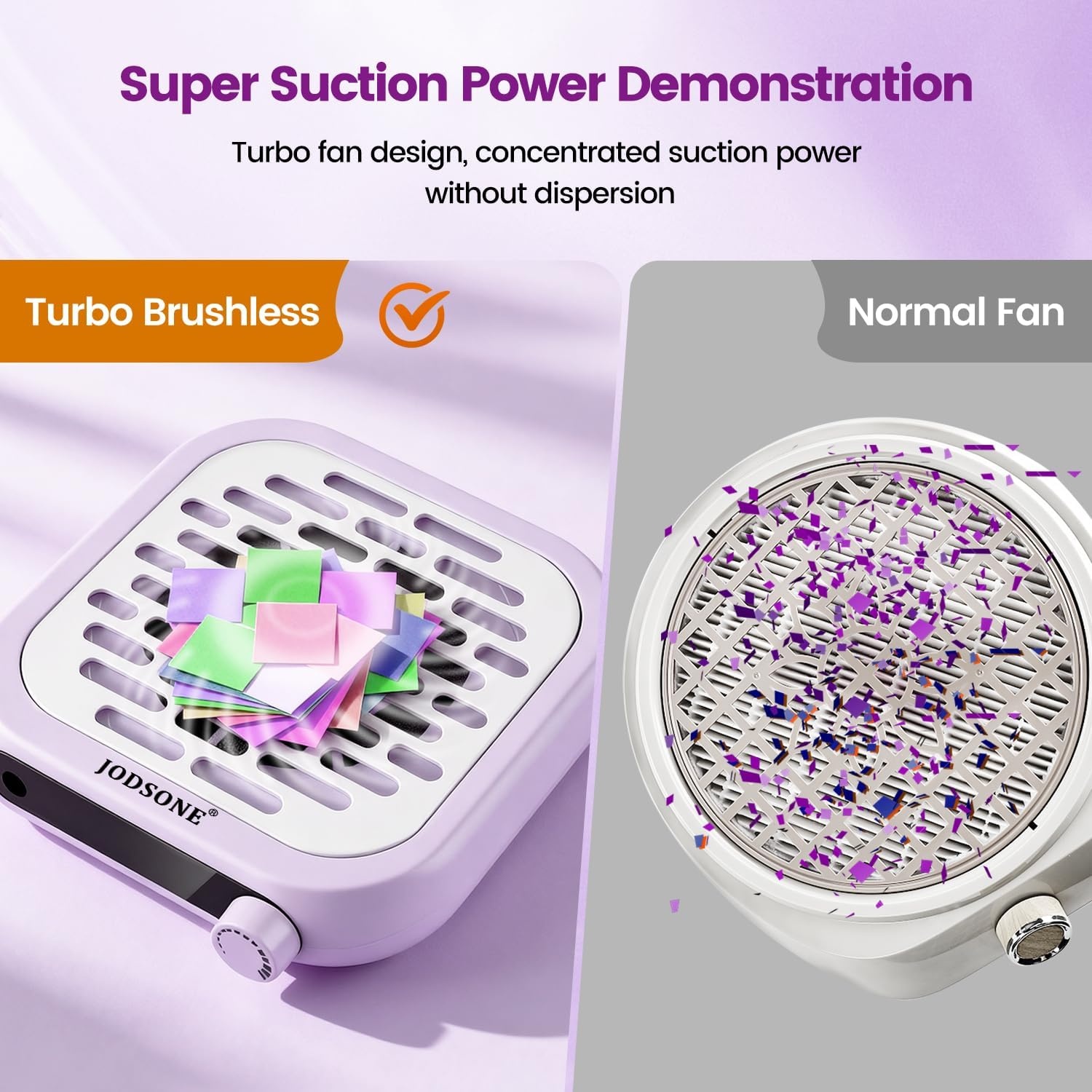 JODSONE 6000RPM Mini Nail Dust Collector PocketSized Low Noise Powerful Suction Portable Nail Salon with 30 Filters Purple(Mini-purple) - view 6