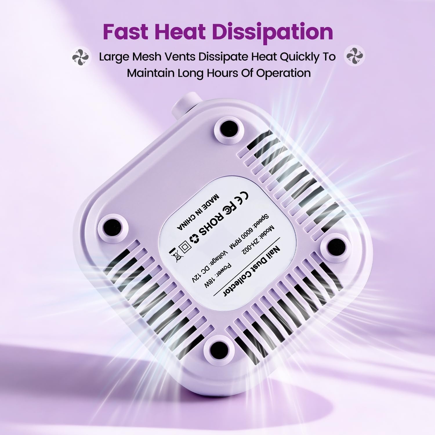 JODSONE 6000RPM Mini Nail Dust Collector PocketSized Low Noise Powerful Suction Portable Nail Salon with 30 Filters Purple(Mini-purple) - view 7