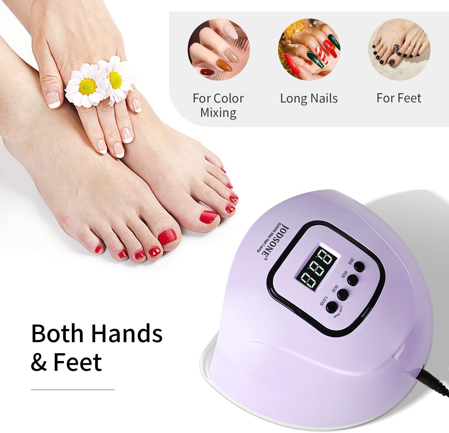 JODSONE Pink U V Nail Lamp for Gel Nail Polish Manicure Light with 4 Timers & Automatic Sensor Nail Dryer Curing LED Light(M5M-Purple) - view 5