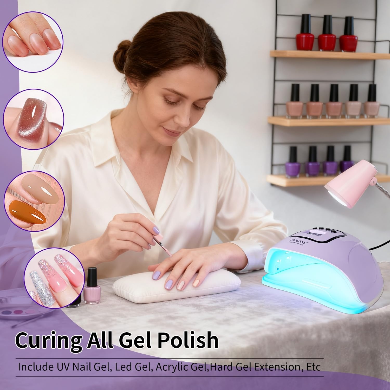 JODSONE Pink U V Nail Lamp for Gel Nail Polish Manicure Light with 4 Timers & Automatic Sensor Nail Dryer Curing LED Light(M5M-Purple) - view 6