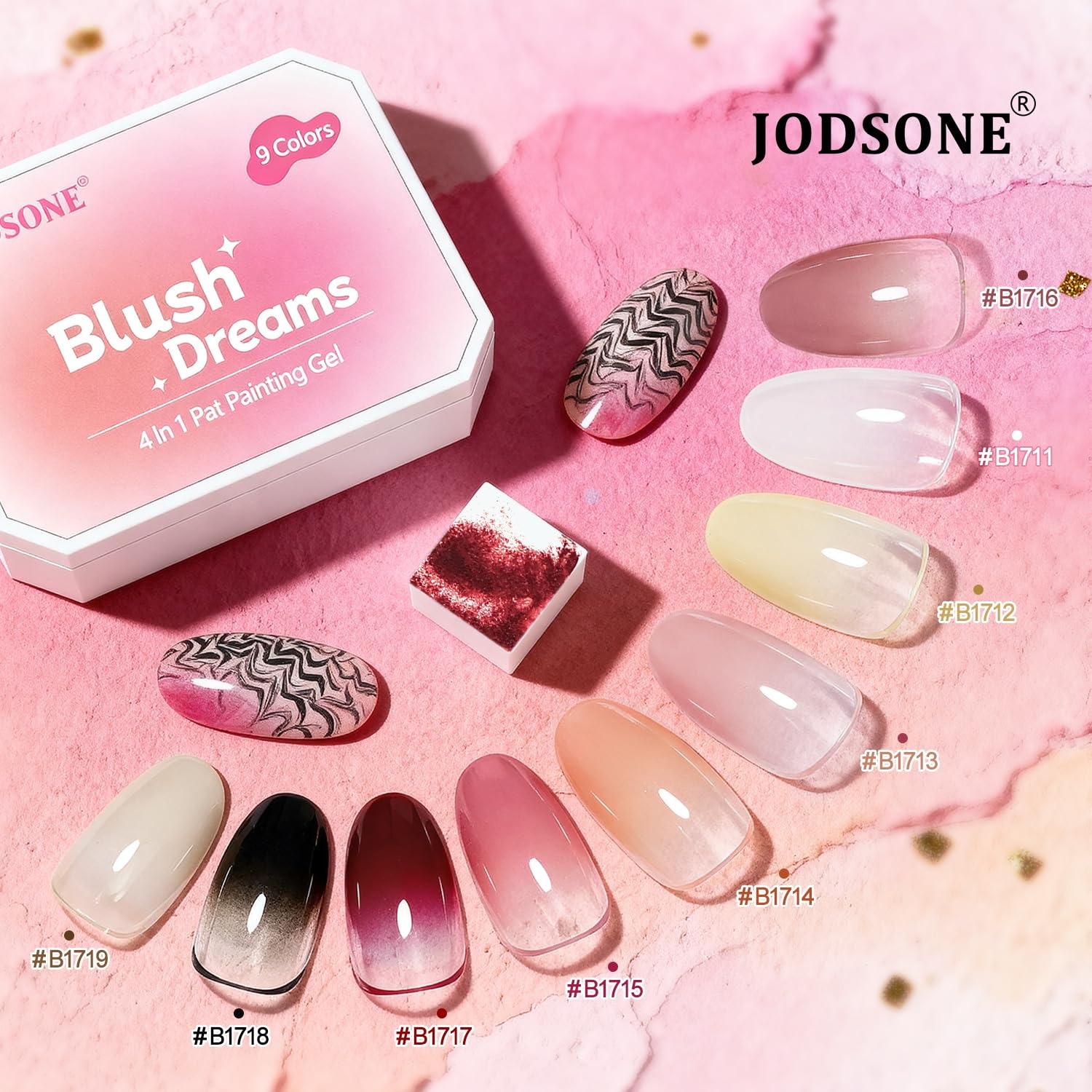 JODSONE Sponge Pat Paint Nail Gel 9 Colors French Gradient Gel Nail Blush Blooming At Home DIY Nail Art Designs(9Color-PPG-2)