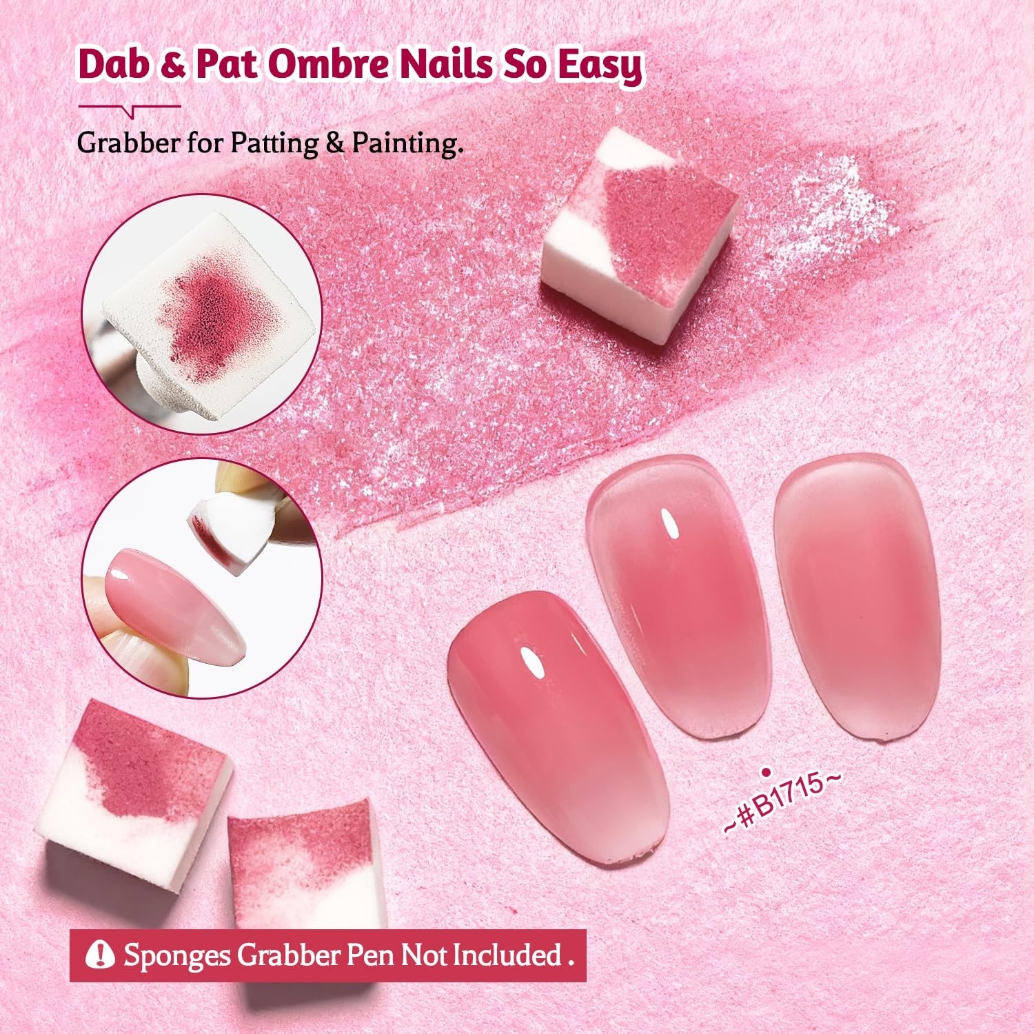 JODSONE Sponge Pat Paint Nail Gel 9 Colors French Gradient Gel Nail Blush Blooming At Home DIY Nail Art Designs(9Color-PPG-2) - view 6