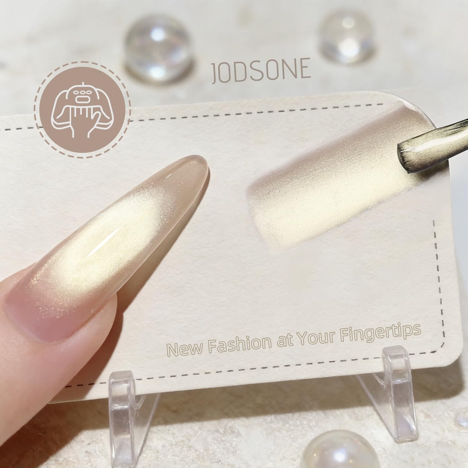 JODSONE Gold Glassy Cat Eye Gel Nail Polish 16.5ml,Holographic Magnetic Cat Eye Gel Polish with Magnet,Reflective Translucent Need U V Curing Salon Gift for Girl & Women,CAT05(16.5ML-CAT05)
