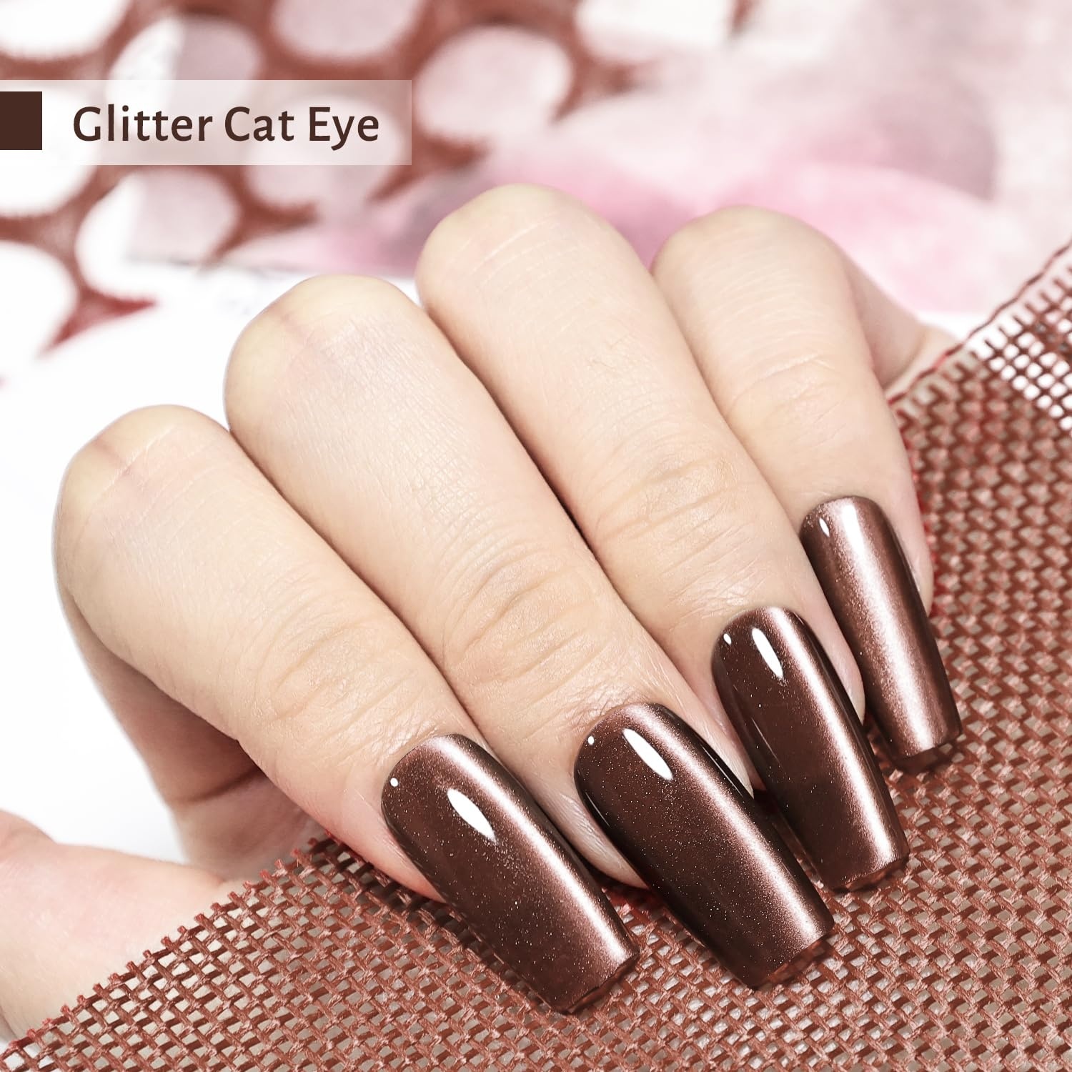 JODSONE 16.5ml Cat Eye Gel Nail Polish Silver Glitter Magnetic Reflective Translucent Need U V Curing(2719F-Dark Brown) - view 3